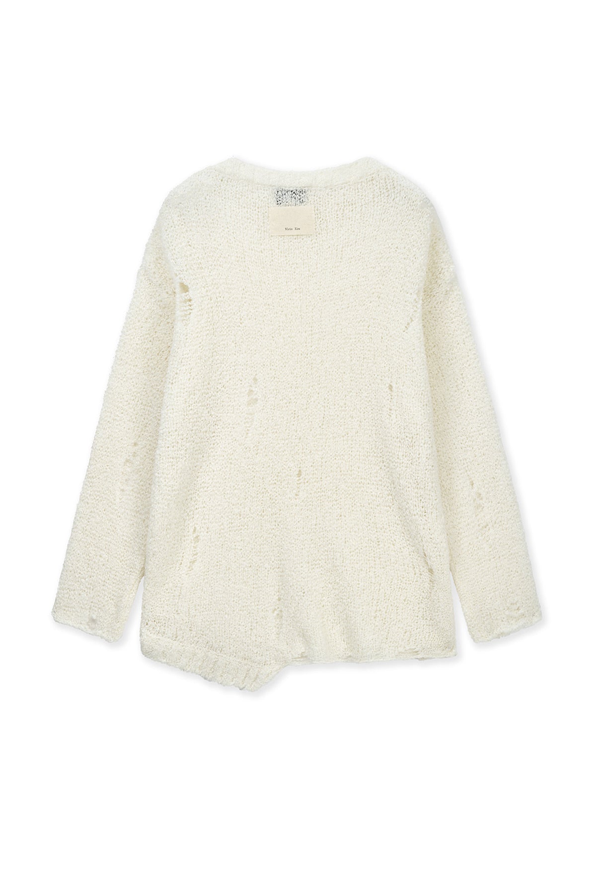 Matin Kim - Asymmetric Damaged Knit Pullover (Ivory) product image 2 | TRAB K-Fashion Australia