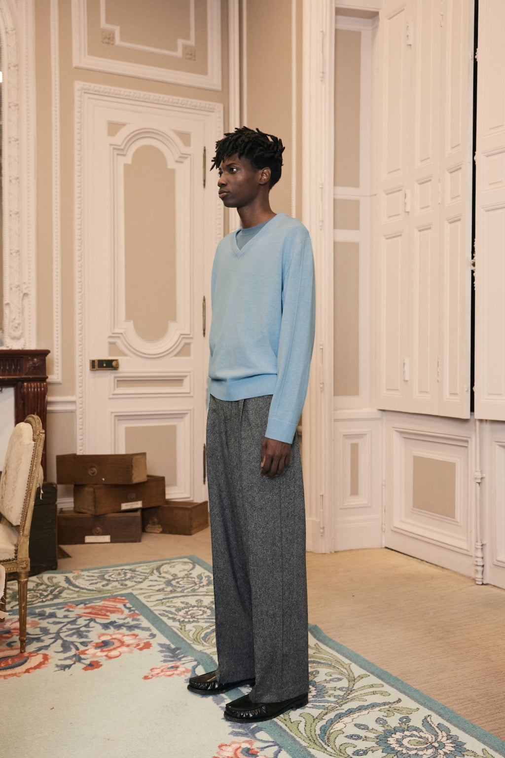 STU - Pin Tuck V-neck Knit (Sky Blue) product image 9 | TRAB K-Fashion Australia