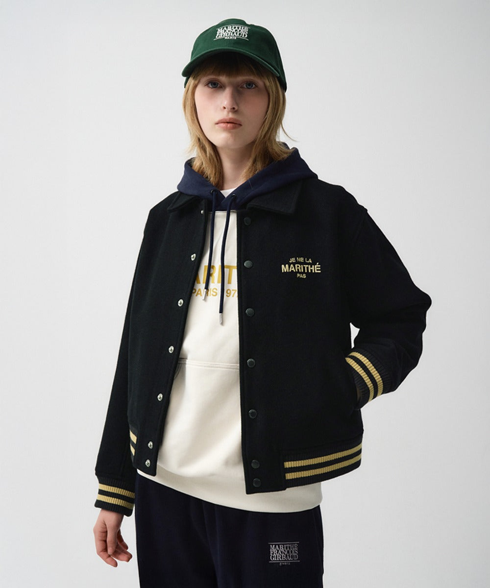 Marithe & Francois Girbaud - Je Ne La Varsity Jacket (Dark Navy) product image 1 | TRAB K-Fashion Australia