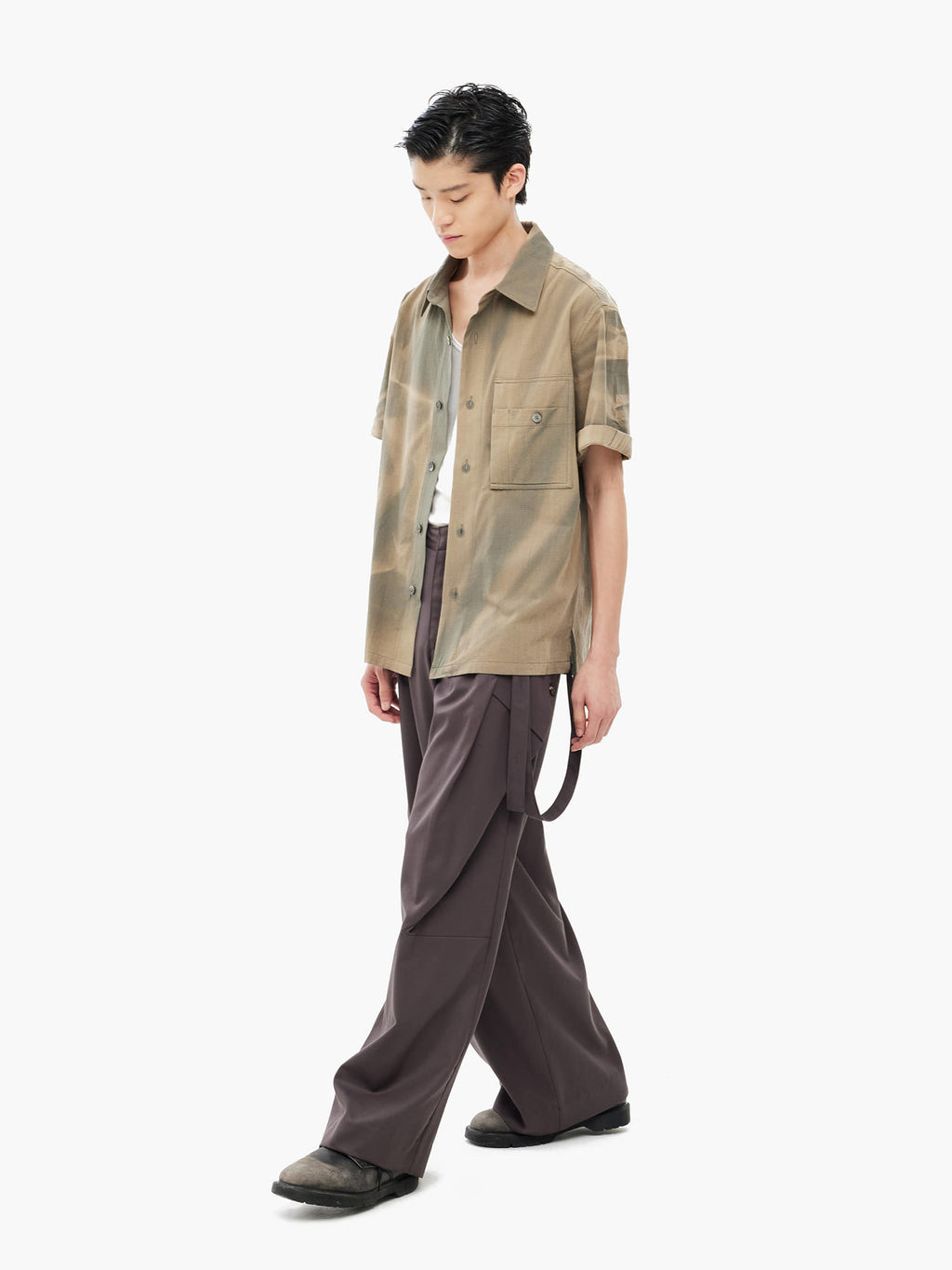 Jiyong Kim - Sun-Bleached Work Shirt (Khaki) product image 1 | TRAB K-Fashion Australia