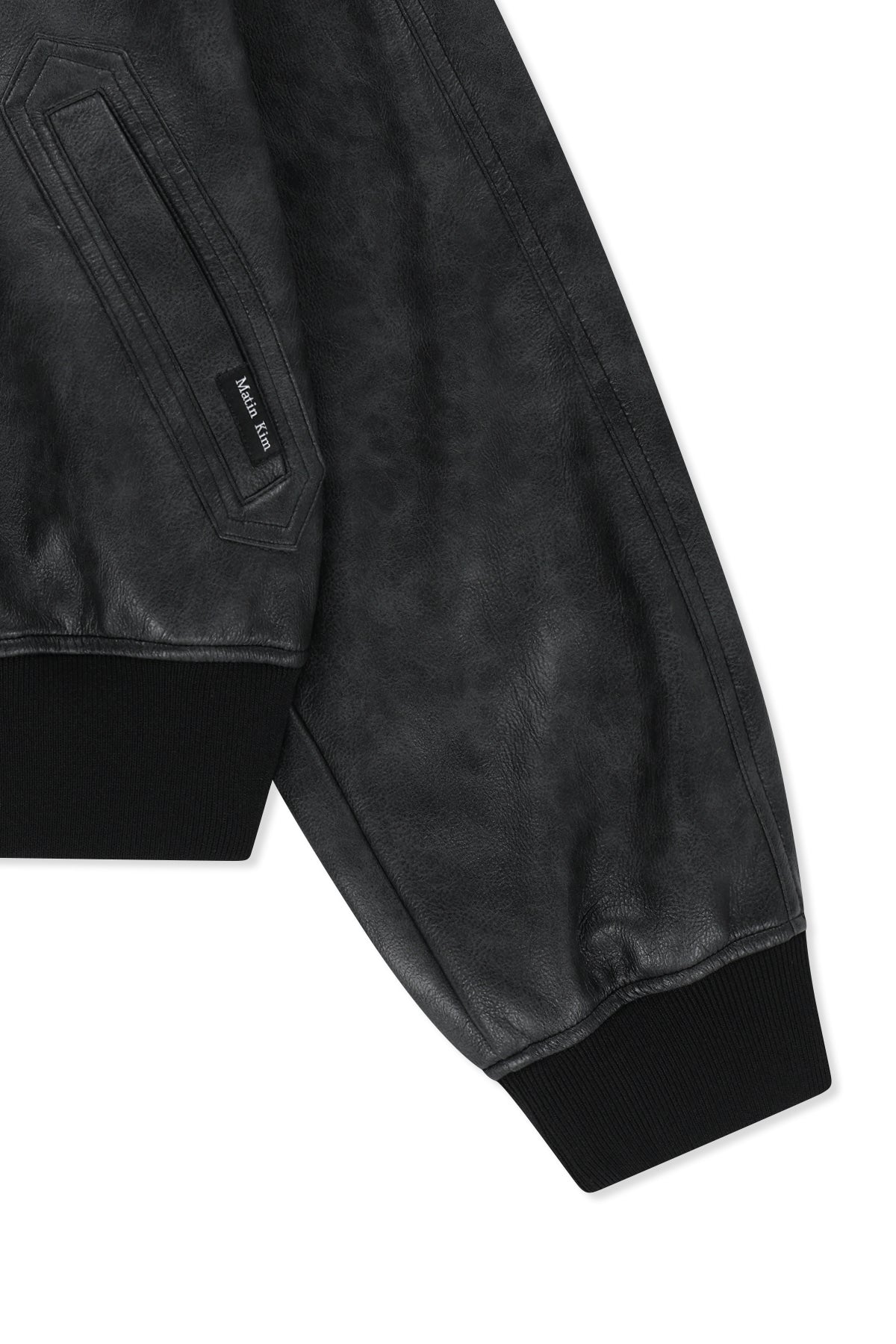 Matin Kim - Faux Leather Rib Collar Blouson (Black) product image 4 | TRAB K-Fashion Australia