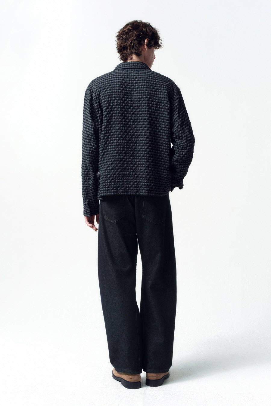 Insilence - Wrinkle Check Zip-Up Jacket (Black) product image 4 | TRAB K-Fashion Australia