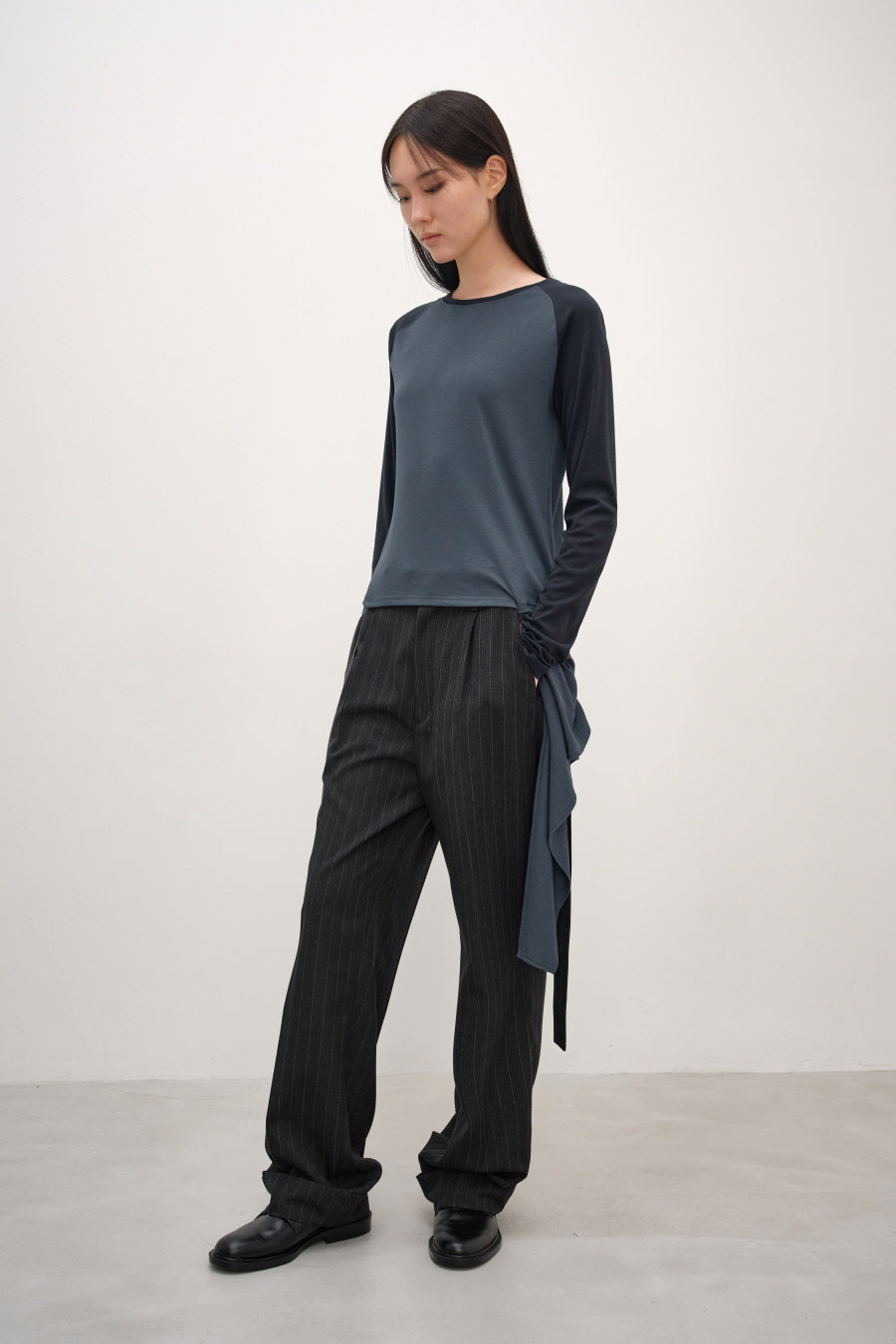 Insilence - Belted Turn-Up Slacks (Stripe) product image 2 | TRAB K-Fashion Australia
