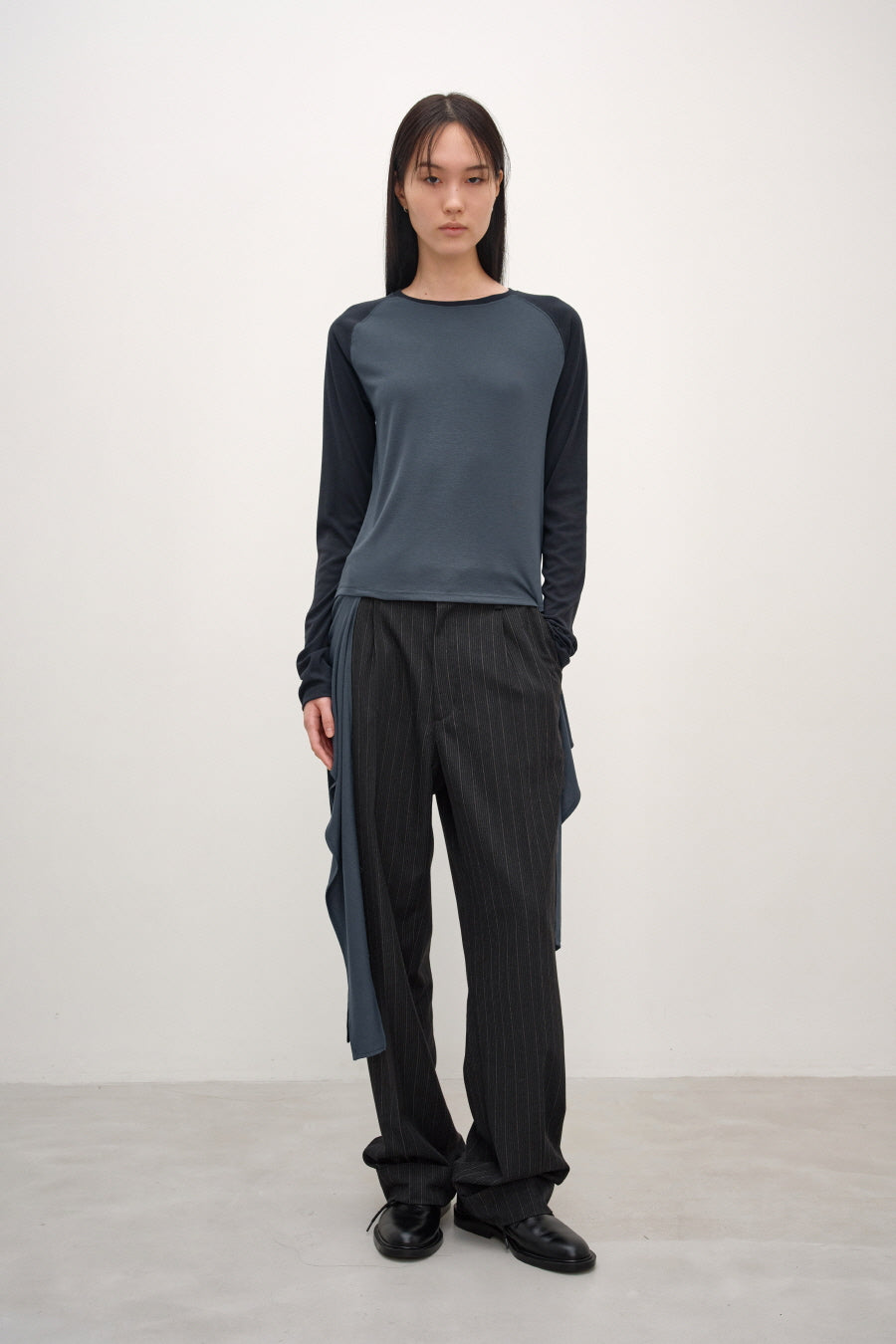 Insilence - Belted Turn-Up Slacks (Stripe) product image 1 | TRAB K-Fashion Australia