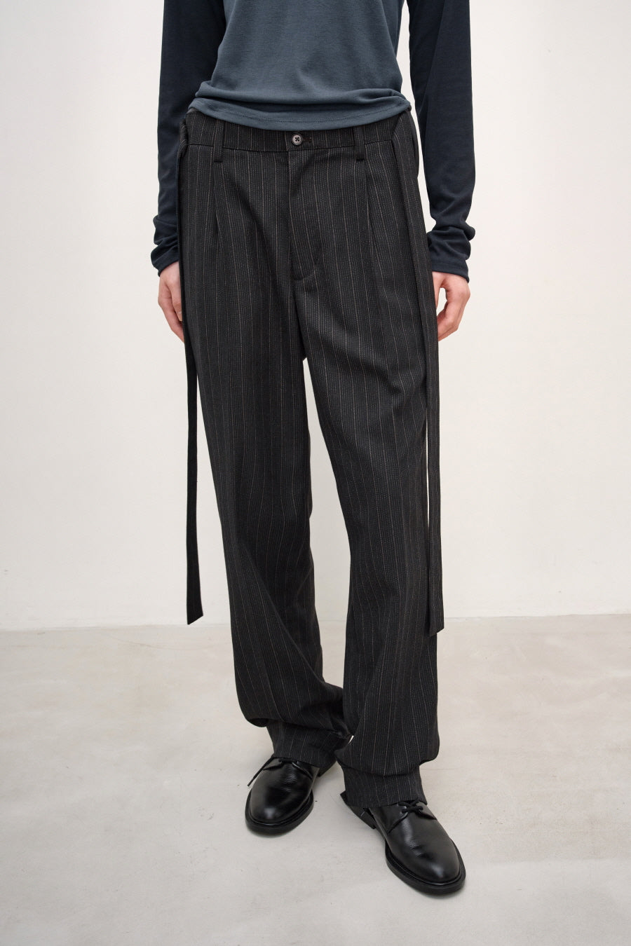 Insilence - Belted Turn-Up Slacks (Stripe) product image 3 | TRAB K-Fashion Australia