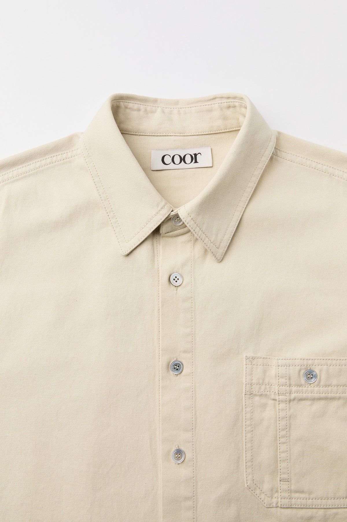 Coor - Single Pocket Washed Cotton Shirt (Beige) product image 5 | TRAB K-Fashion Australia