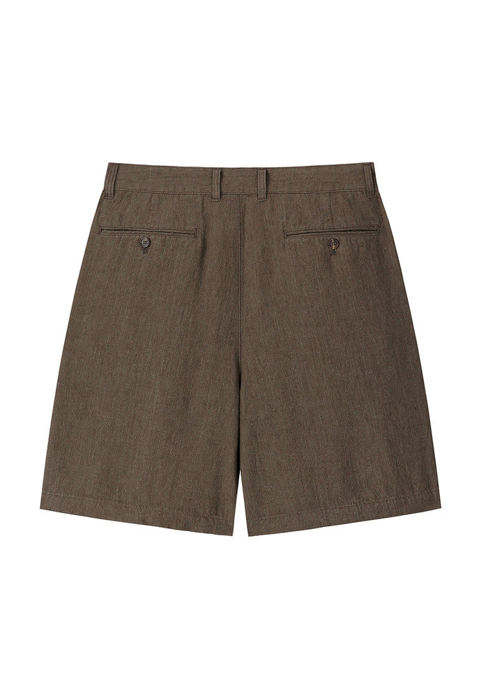 Art if acts - Washed Linen Two Tuck Shorts (Wood) product image 7 | TRAB K-Fashion Australia