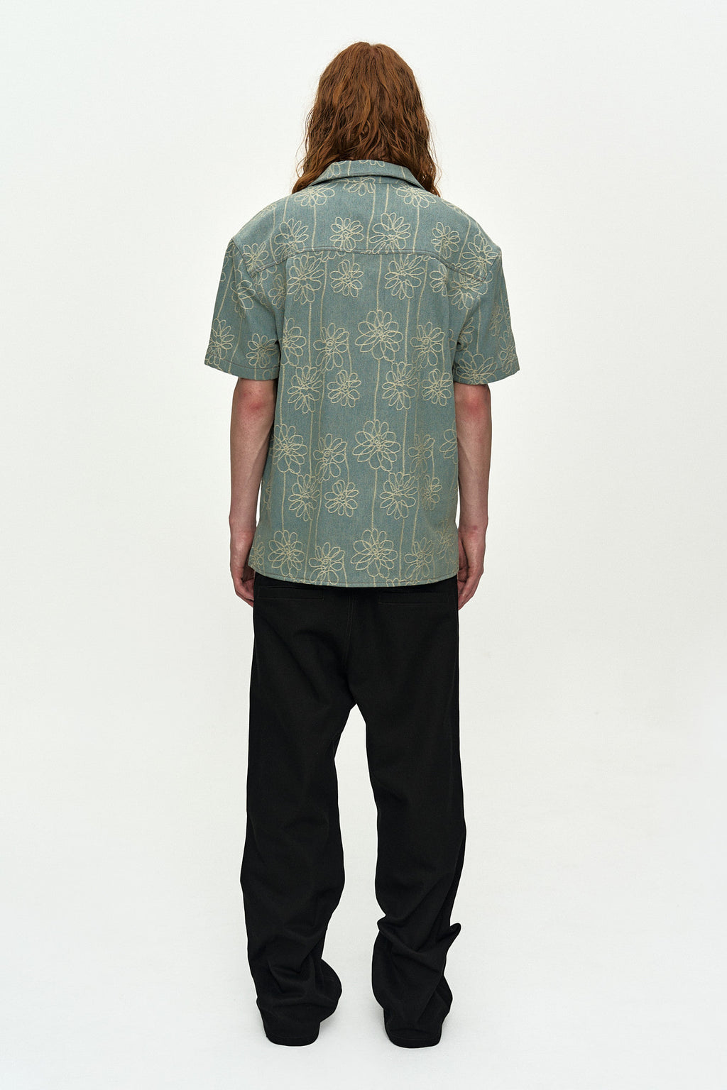 Andersson Bell - Flower Embroidery Open Collar Shirt (Blue) product image 4 | TRAB K-Fashion Australia