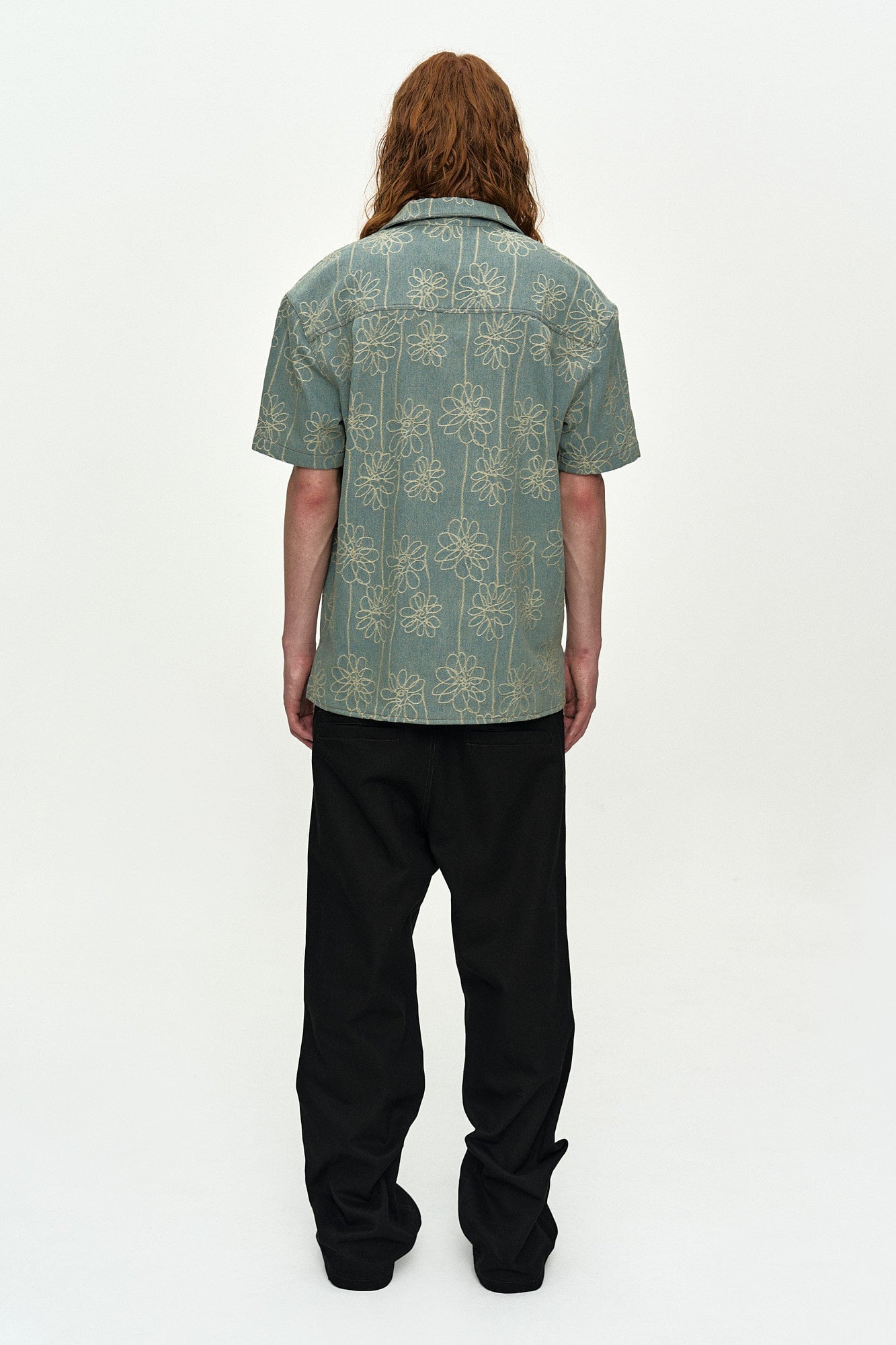 Andersson Bell - Flower Embroidery Open Collar Shirt (Blue) product image 4 | TRAB K-Fashion Australia