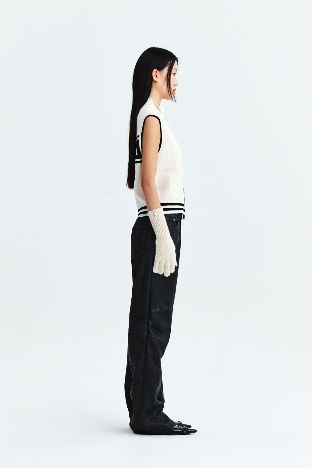 Matin Kim - Spell Point Stripe Knit Vest (Ivory) product image 7 | TRAB K-Fashion Australia