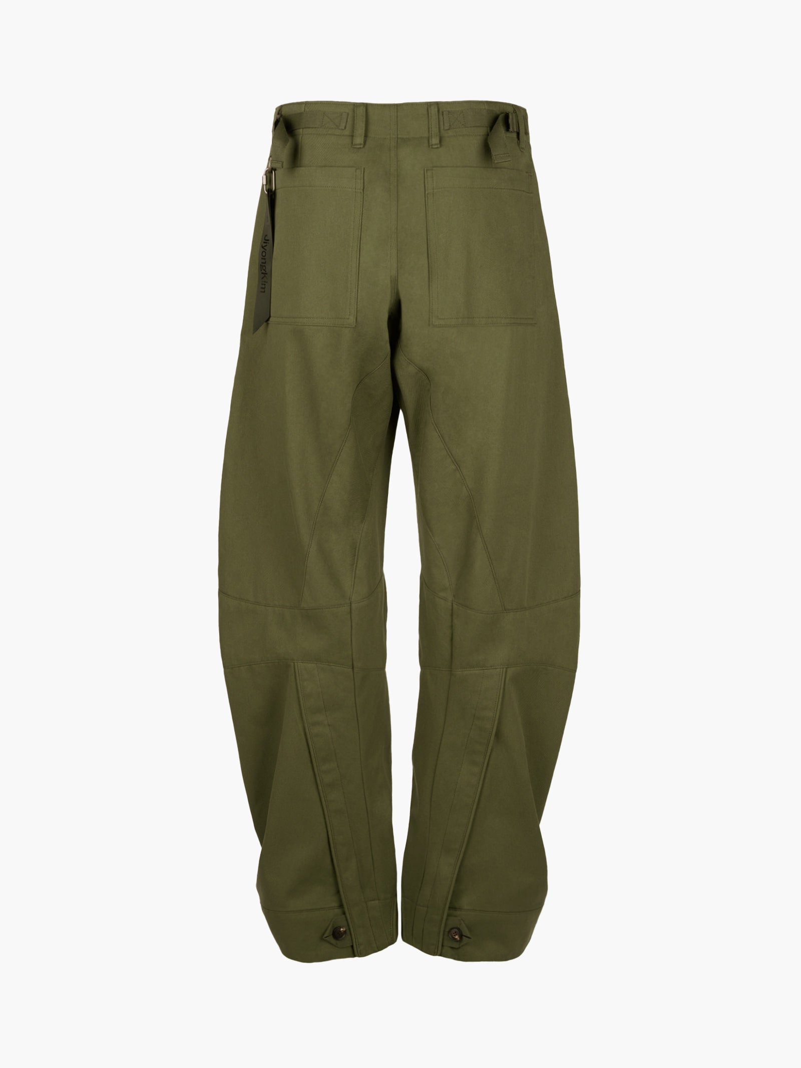 Jiyong Kim - Curved Multi-Pocket Trousers (Green) product image 7 | TRAB K-Fashion Australia
