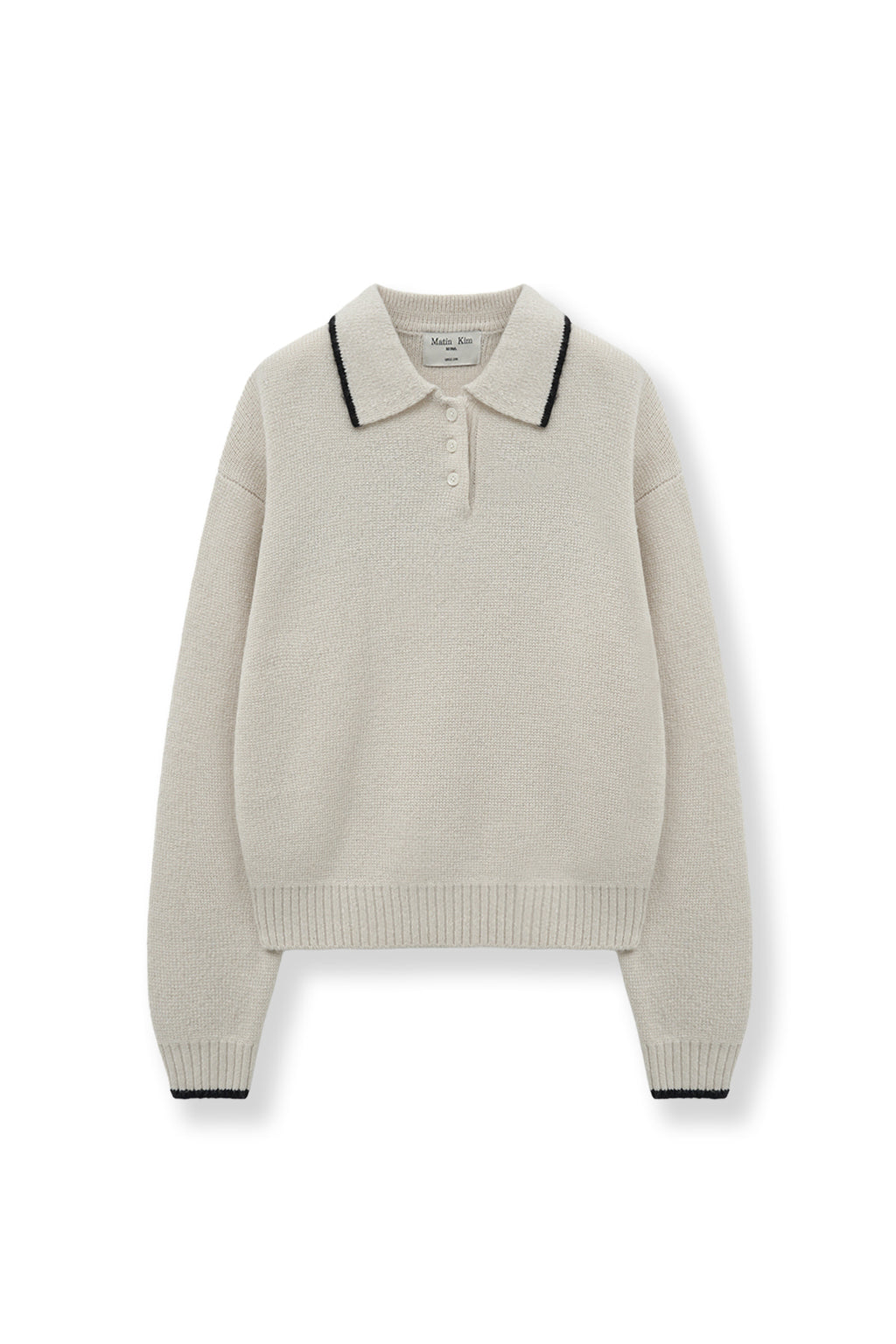 Matin Kim - Back Logo Collar Knit Top (Ivory) product image 1 | TRAB K-Fashion Australia