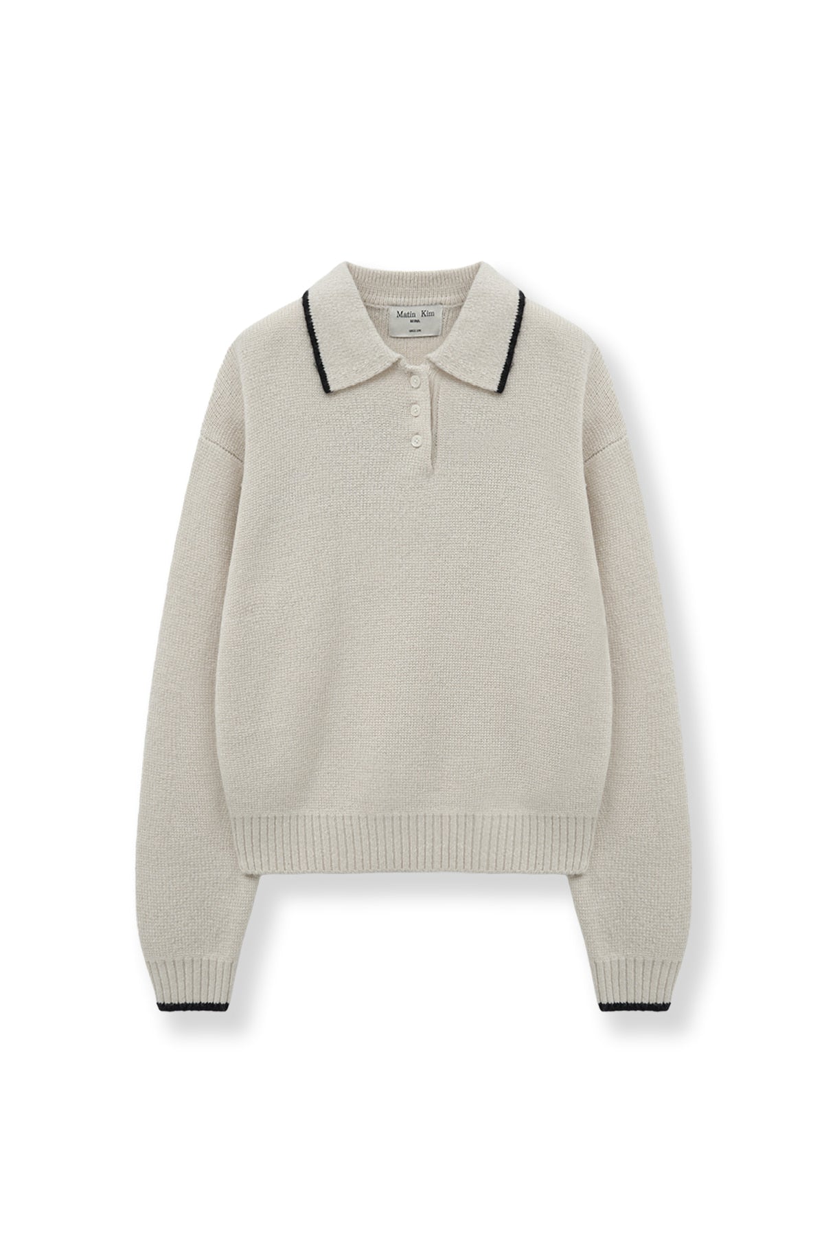 Matin Kim - Back Logo Collar Knit Top (Ivory) product image 1 | TRAB K-Fashion Australia