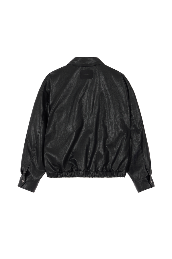 Deinet - Faux-Leather Bomber Banded Jumper (Black) product image 14 | TRAB K-Fashion Australia