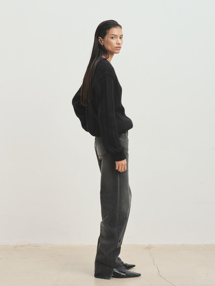 Tonywack - Kid Mohair Distressed Ribbed Sweater (Black) product image 3 | TRAB K-Fashion Australia