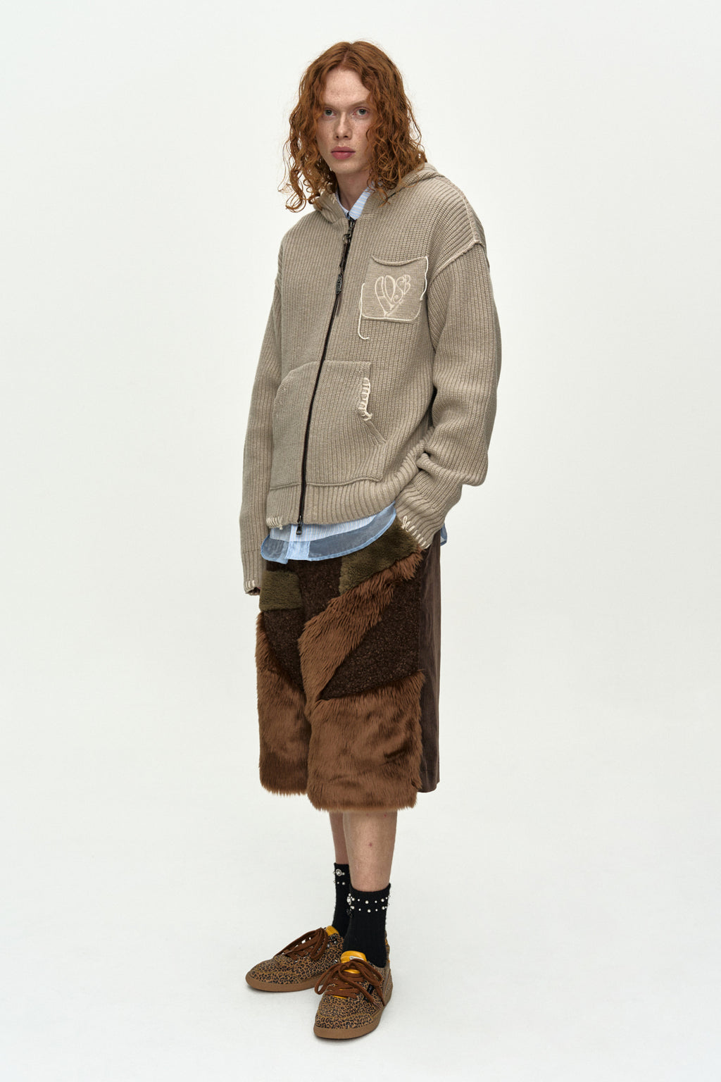 Andersson Bell - Unisex Heart Logo Hood Zip-Up Sweater (Beige) product image 3 | TRAB K-Fashion Australia