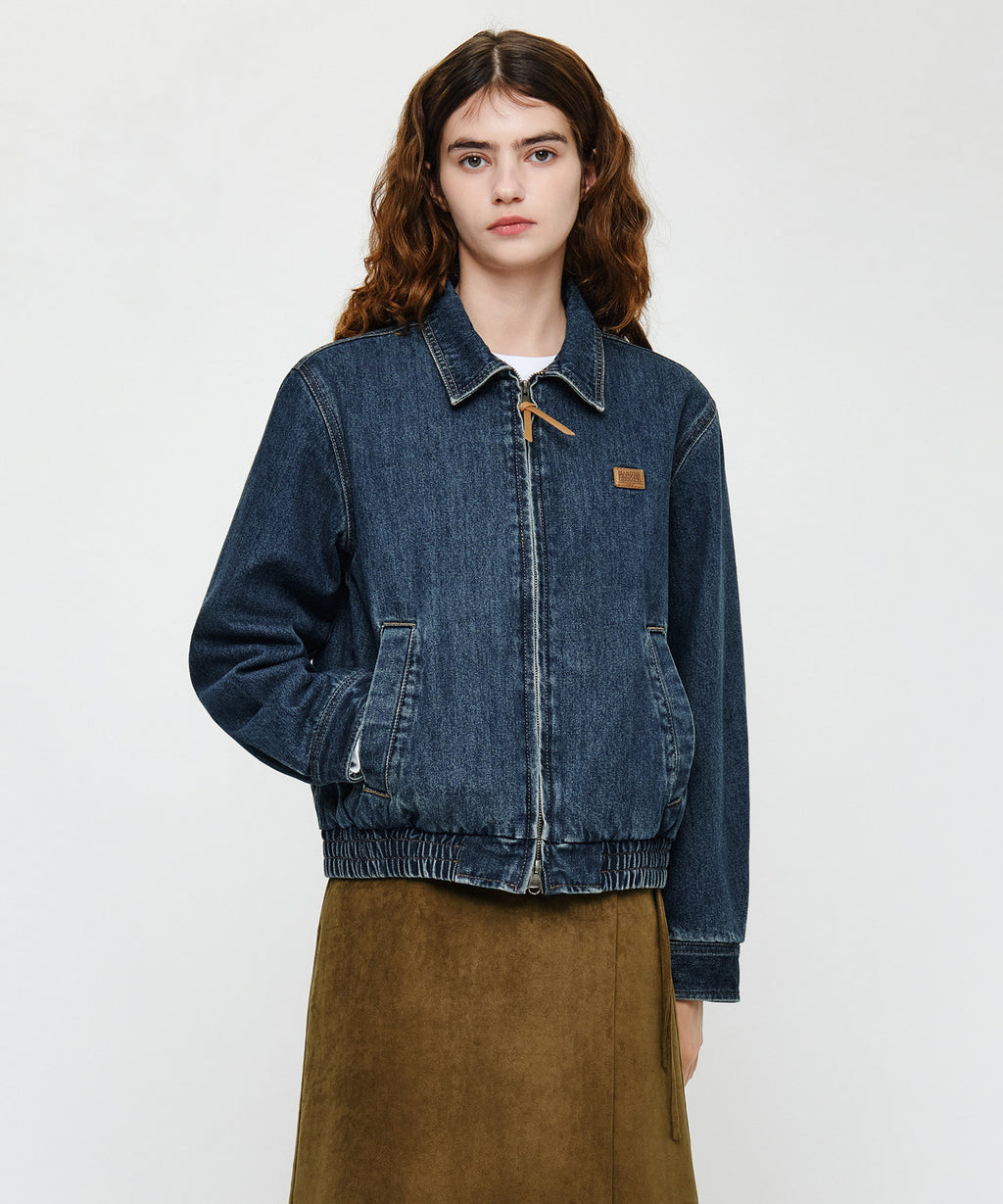 Marithe & Francois Girbaud - Denim Zip-up Trucker Jacket (Dark Blue) product image 1 | TRAB K-Fashion Australia