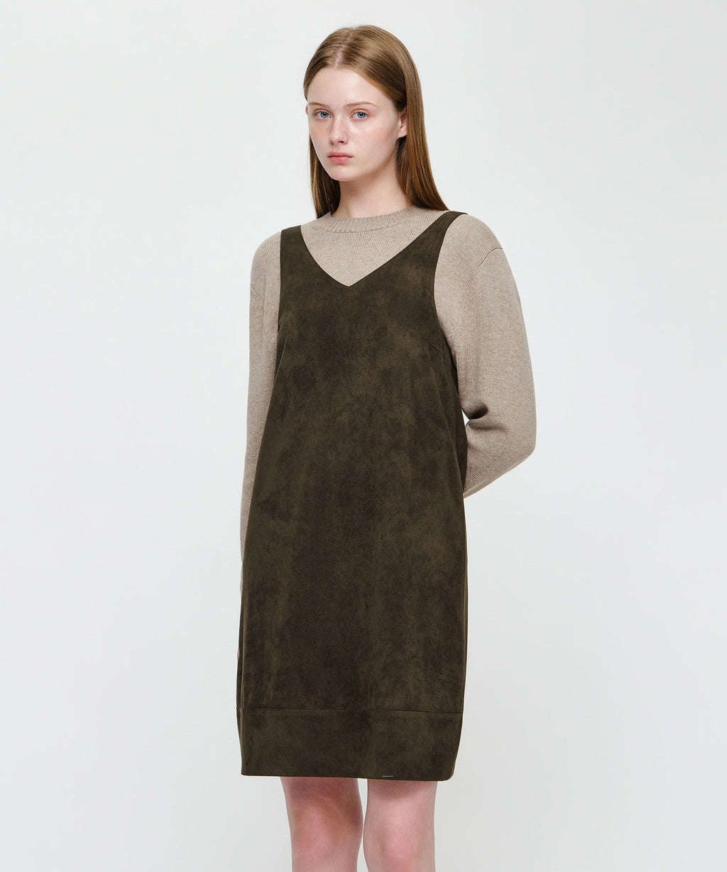 Marithe & Francois Girbaud - Faux Leather Sleeveless Mini Dress (Brown) product image 3 | TRAB K-Fashion Australia