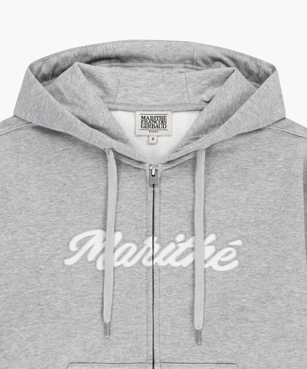 Marithe & Francois Girbaud - Regular Logo Applique Oversized Hoodie Zipup (Heather Gray) product image 3 | TRAB K-Fashion Australia