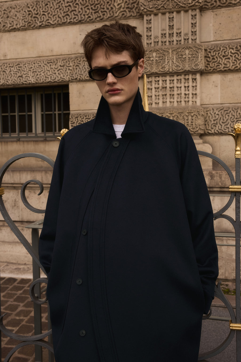 STU - Curved Double Line Mac Coat In Cashmere (Navy) product image 3 | TRAB K-Fashion Australia