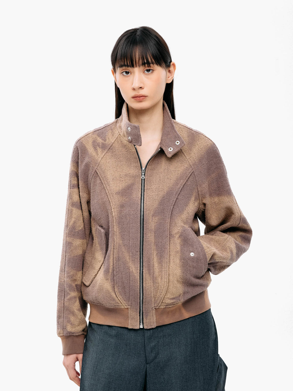 Jiyong Kim - Sun-Bleached High Neck Blouson (Brown) product image 5 | TRAB K-Fashion Australia