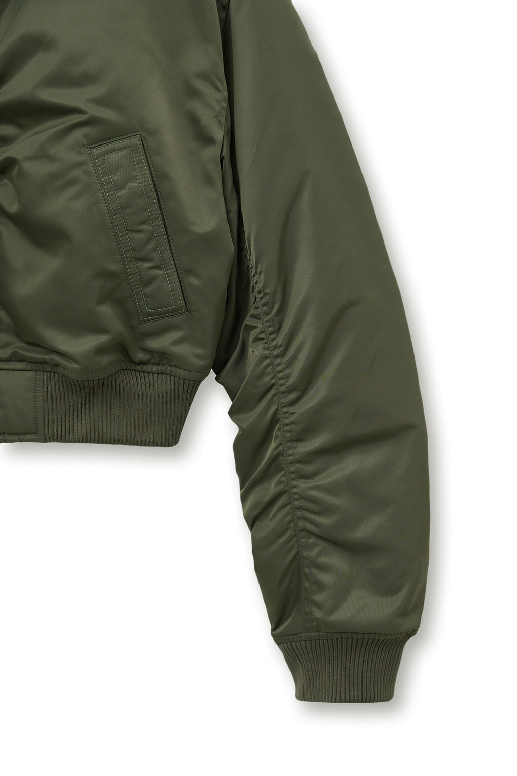 Matin Kim - Applique Logo Shirring Bomber Jumper (Khaki) product image 5 | TRAB K-Fashion Australia