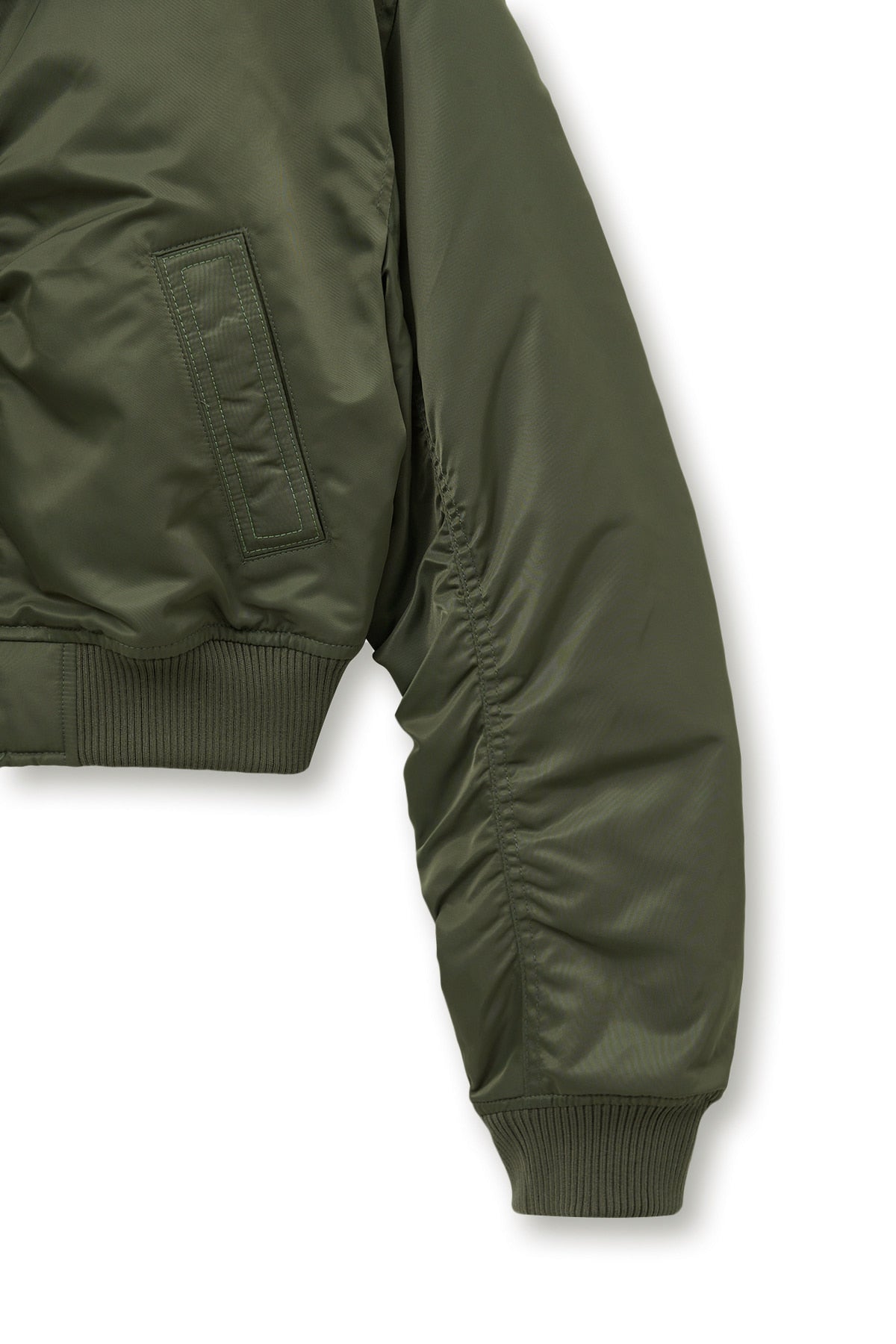 Matin Kim - Applique Logo Shirring Bomber Jumper (Khaki) product image 5 | TRAB K-Fashion Australia