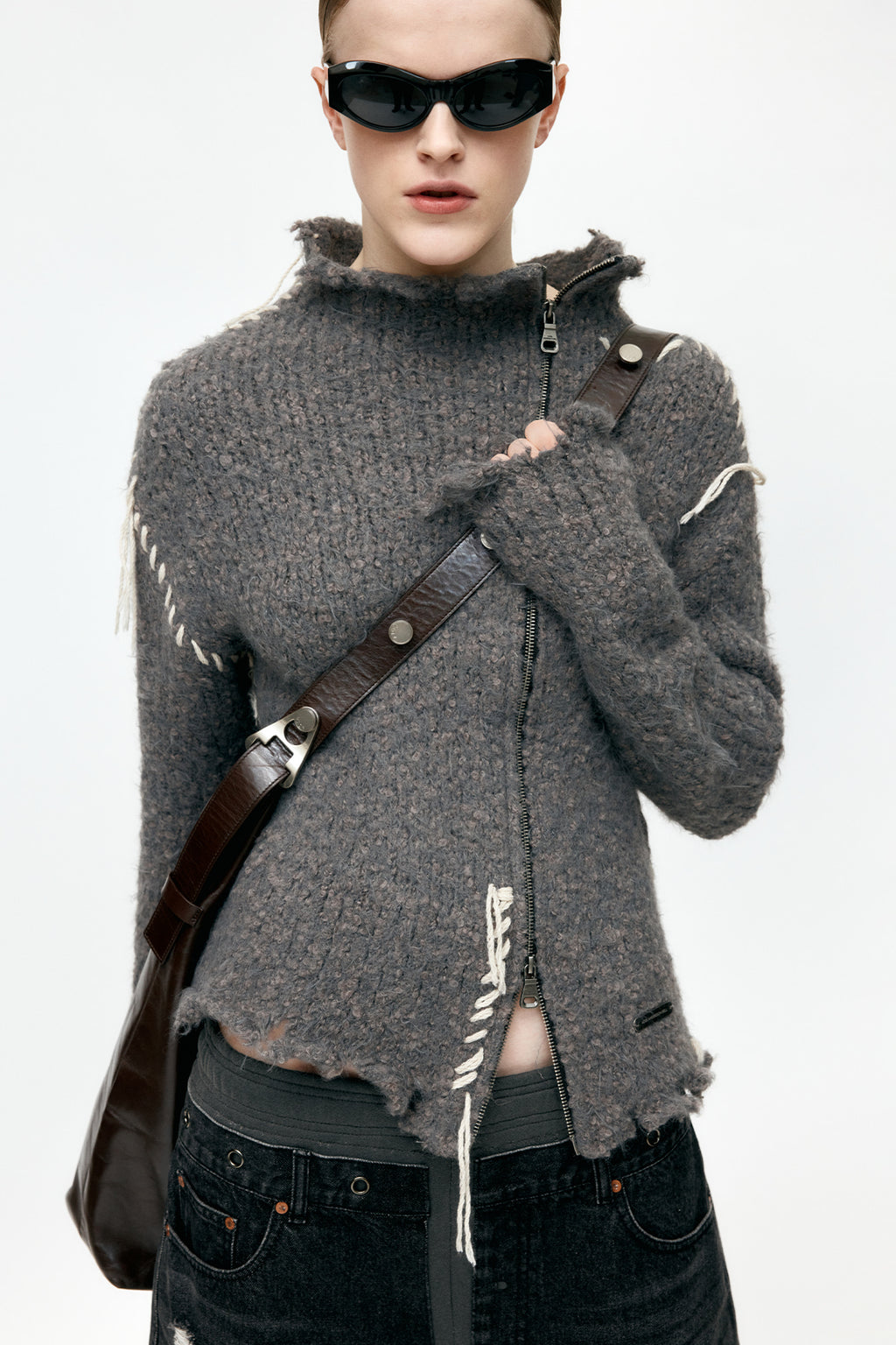 Andersson Bell - Harlow Damaged Knit Jacket (Grey) product image 4 | TRAB K-Fashion Australia