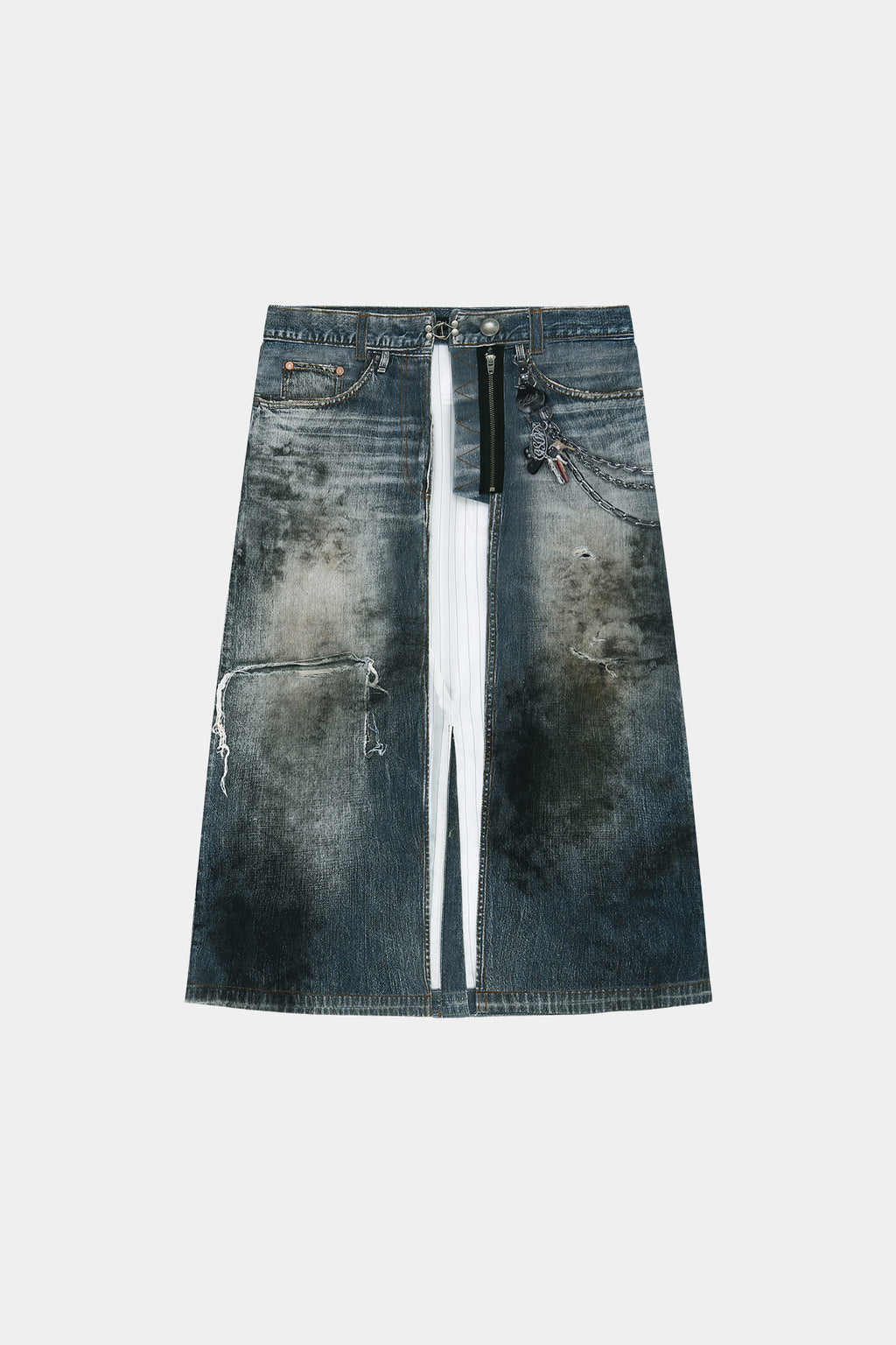 Andersson Bell - Denim Trompe-L'oeil Graphic Wrap Skirt (Mid Blue) product image 8 | TRAB K-Fashion Australia