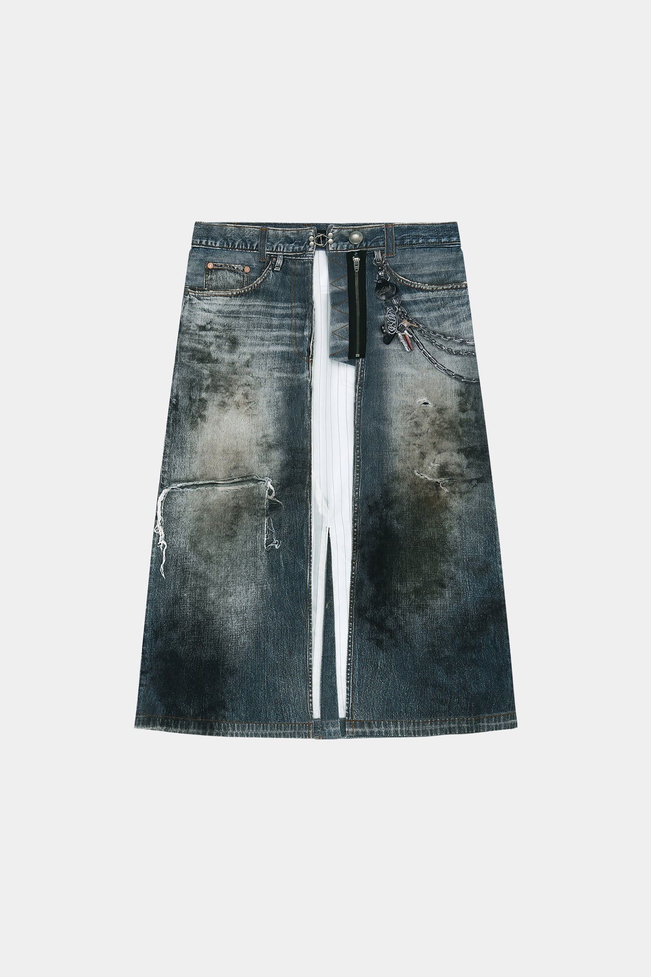 Andersson Bell - Denim Trompe-L'oeil Graphic Wrap Skirt (Mid Blue) product image 8 | TRAB K-Fashion Australia