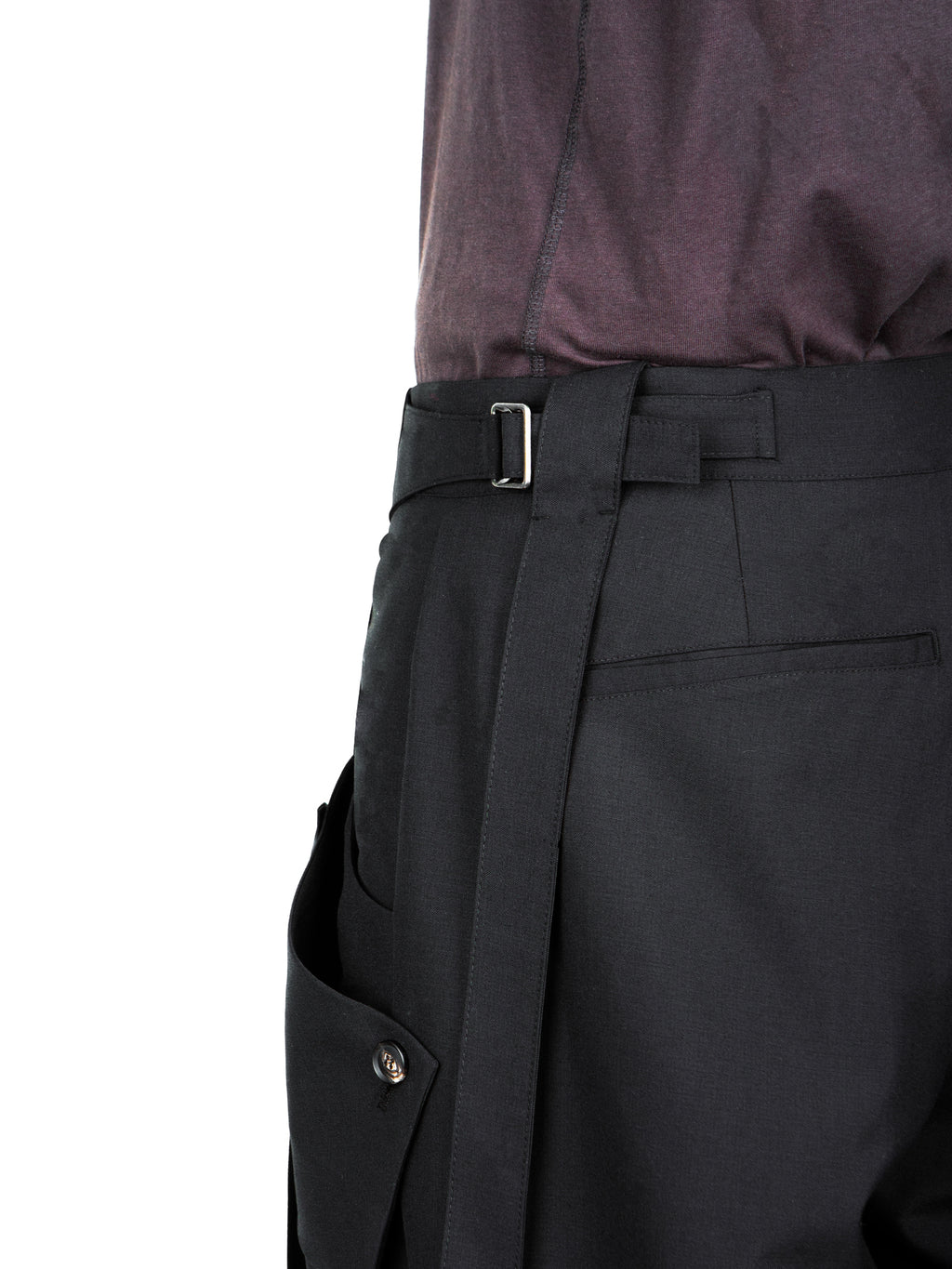 Jiyong Kim - Strap Detailed Wide Trousers (Black) product image 6 | TRAB K-Fashion Australia