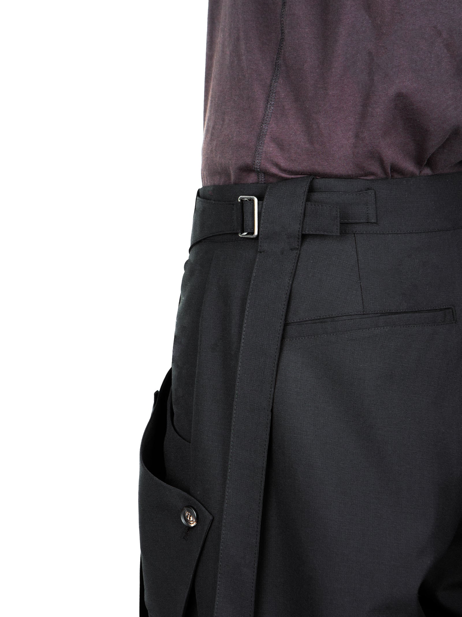 Jiyong Kim - Strap Detailed Wide Trousers (Black) product image 6 | TRAB K-Fashion Australia