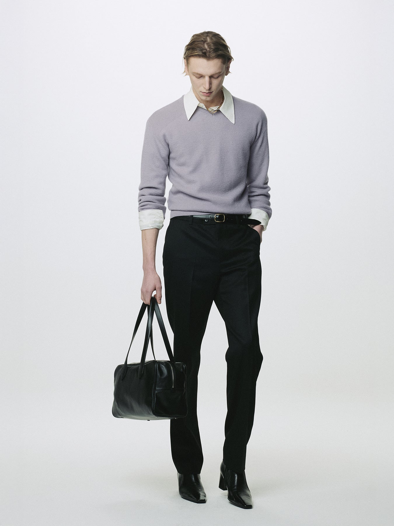 Tonywack - Super Fine Wool Commando V-Neck Knit (Slate Grey) product image 4 | TRAB K-Fashion Australia