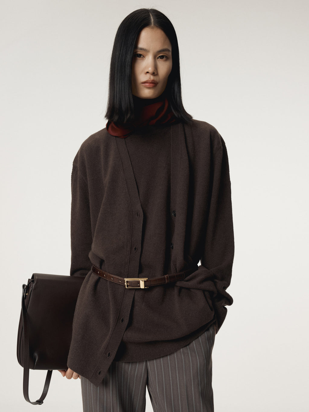 Recto - Layered Cardigan Knit Top (Dark Chocolate) product image 6 | TRAB K-Fashion Australia