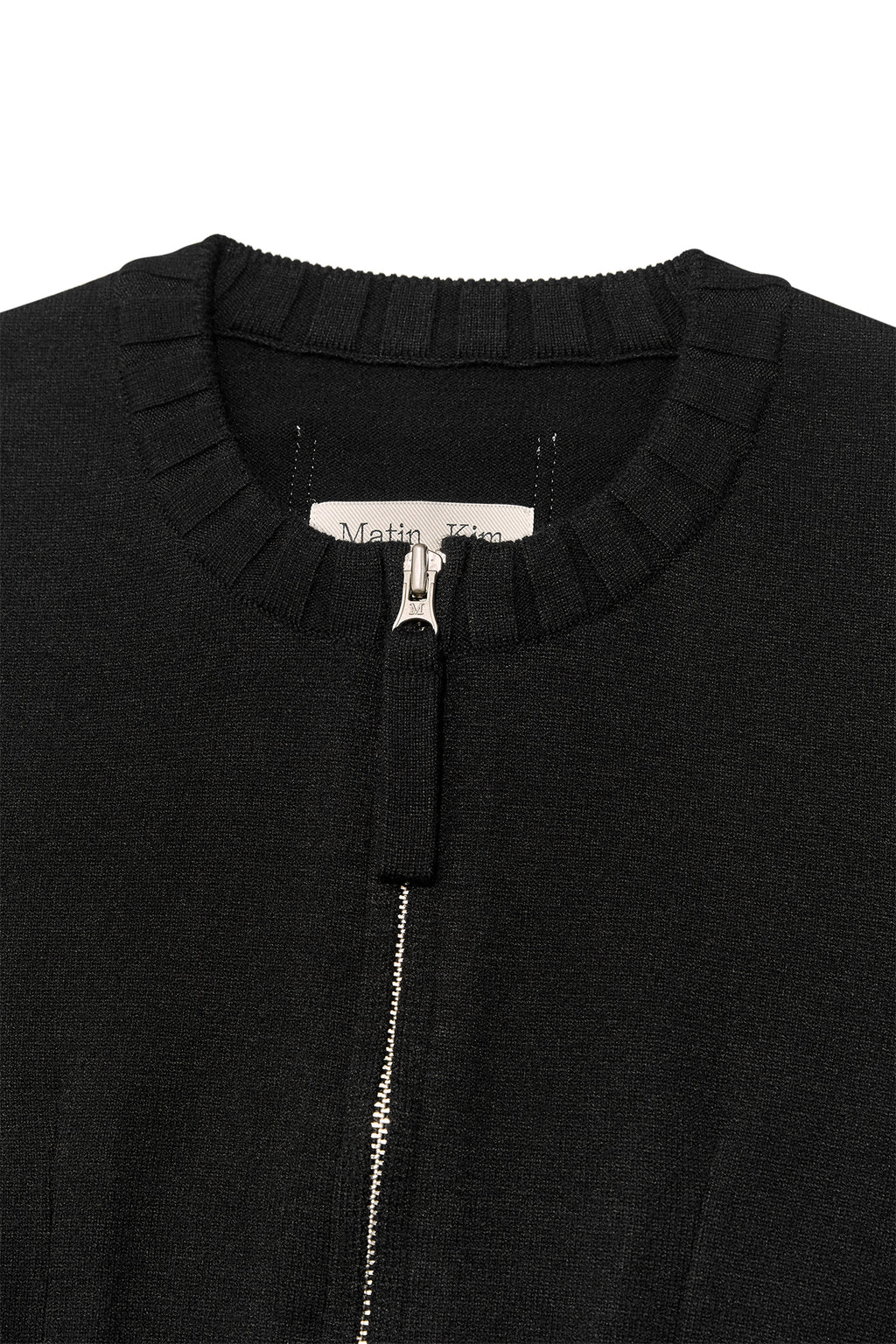 Matin Kim - Round Neck Zip Up Crop Cardigan (Black) product image 3 | TRAB K-Fashion Australia