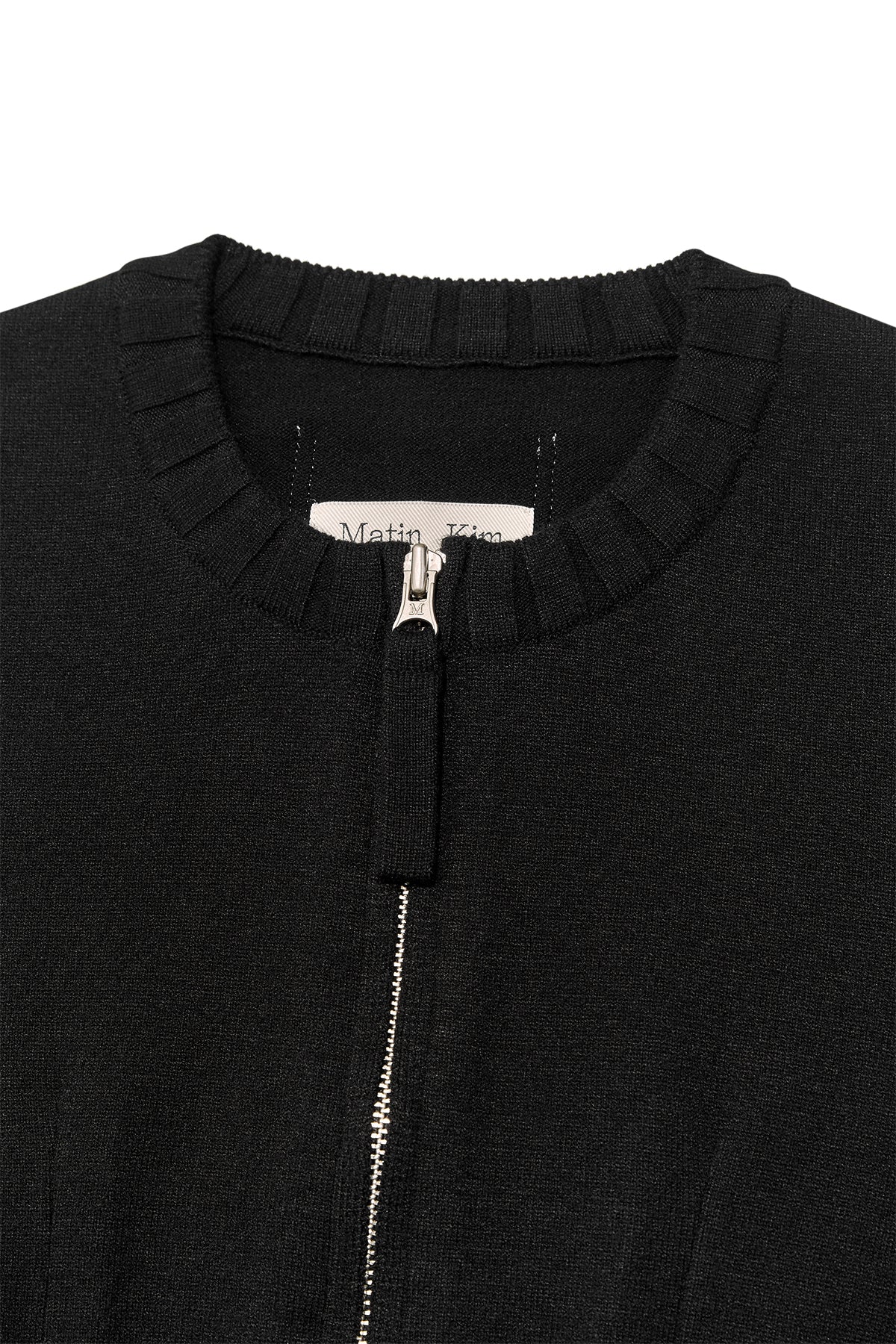 Matin Kim - Round Neck Zip Up Crop Cardigan (Black) product image 3 | TRAB K-Fashion Australia
