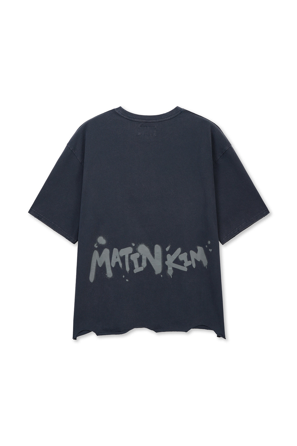 Matin Kim - Raw Cut Graffiti Logo Top (Navy) product image 2 | TRAB K-Fashion Australia