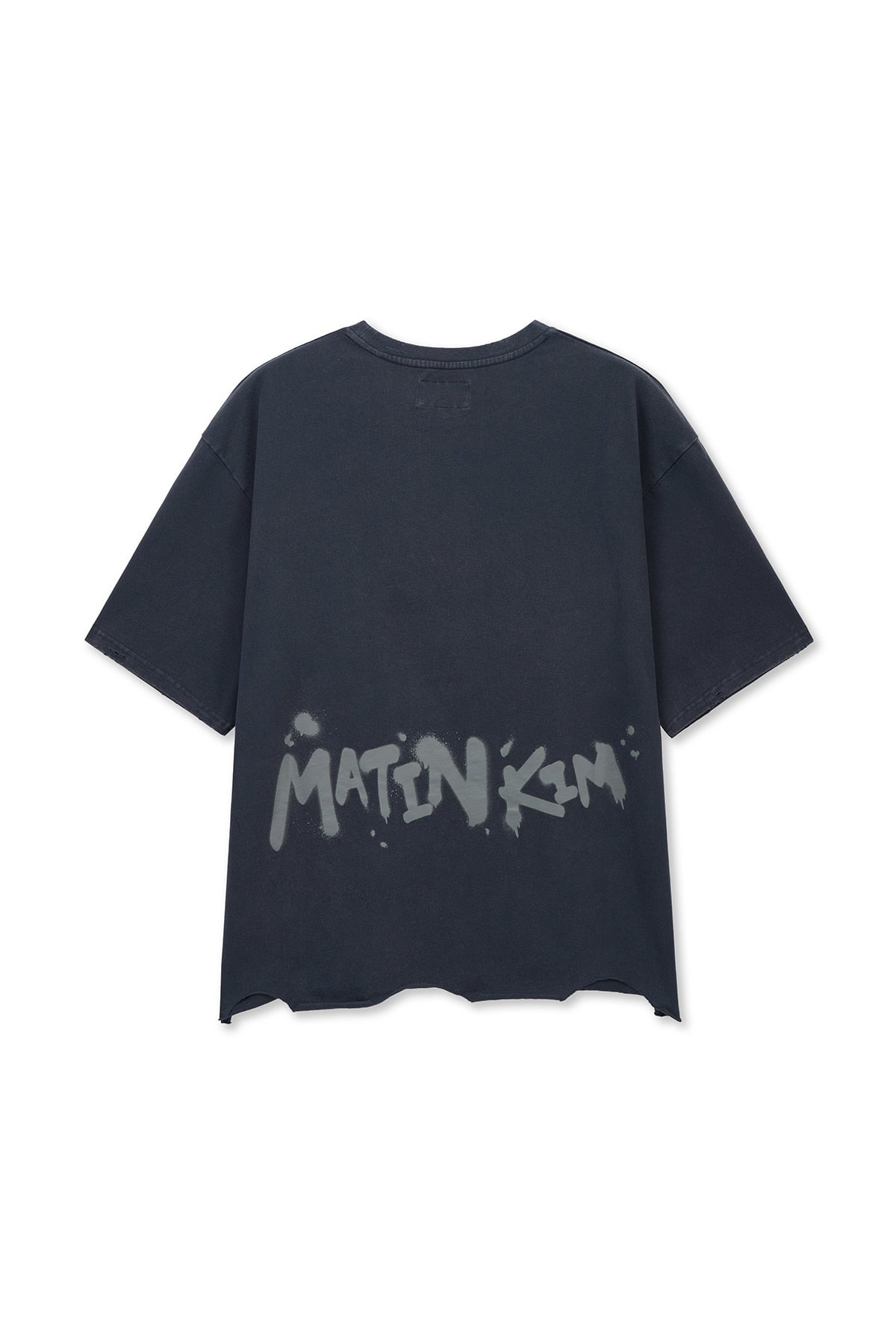 Matin Kim - Raw Cut Graffiti Logo Top (Navy) product image 2 | TRAB K-Fashion Australia