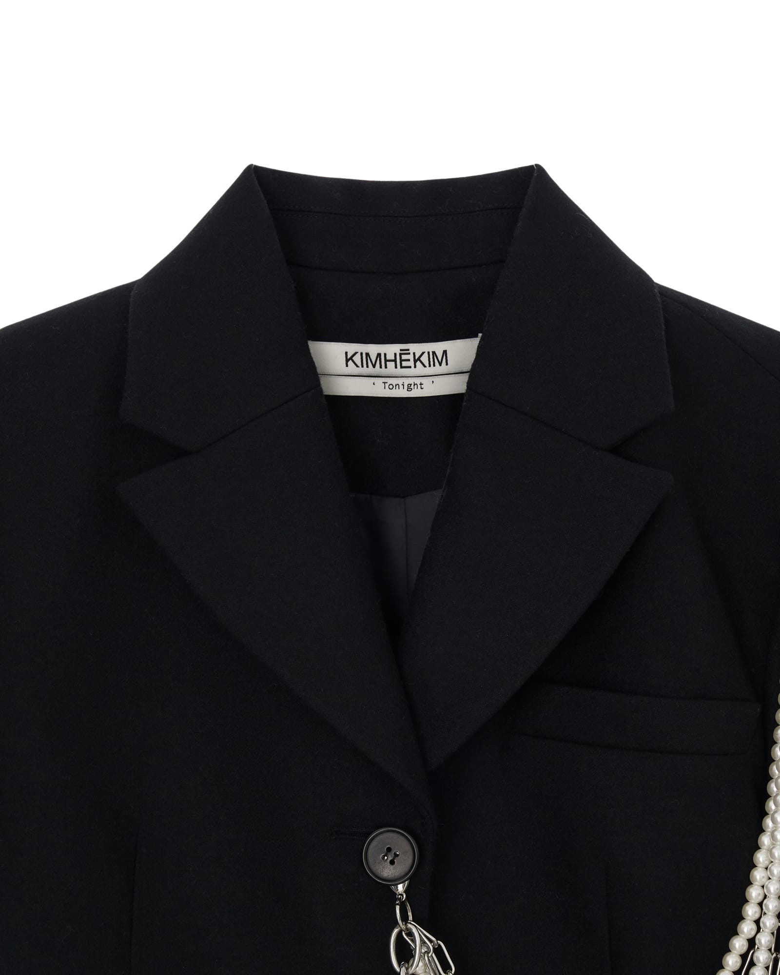 Kimhe Kim - Detachable Pearl Chain Single Jacket (Black) product image 9 | TRAB K-Fashion Australia