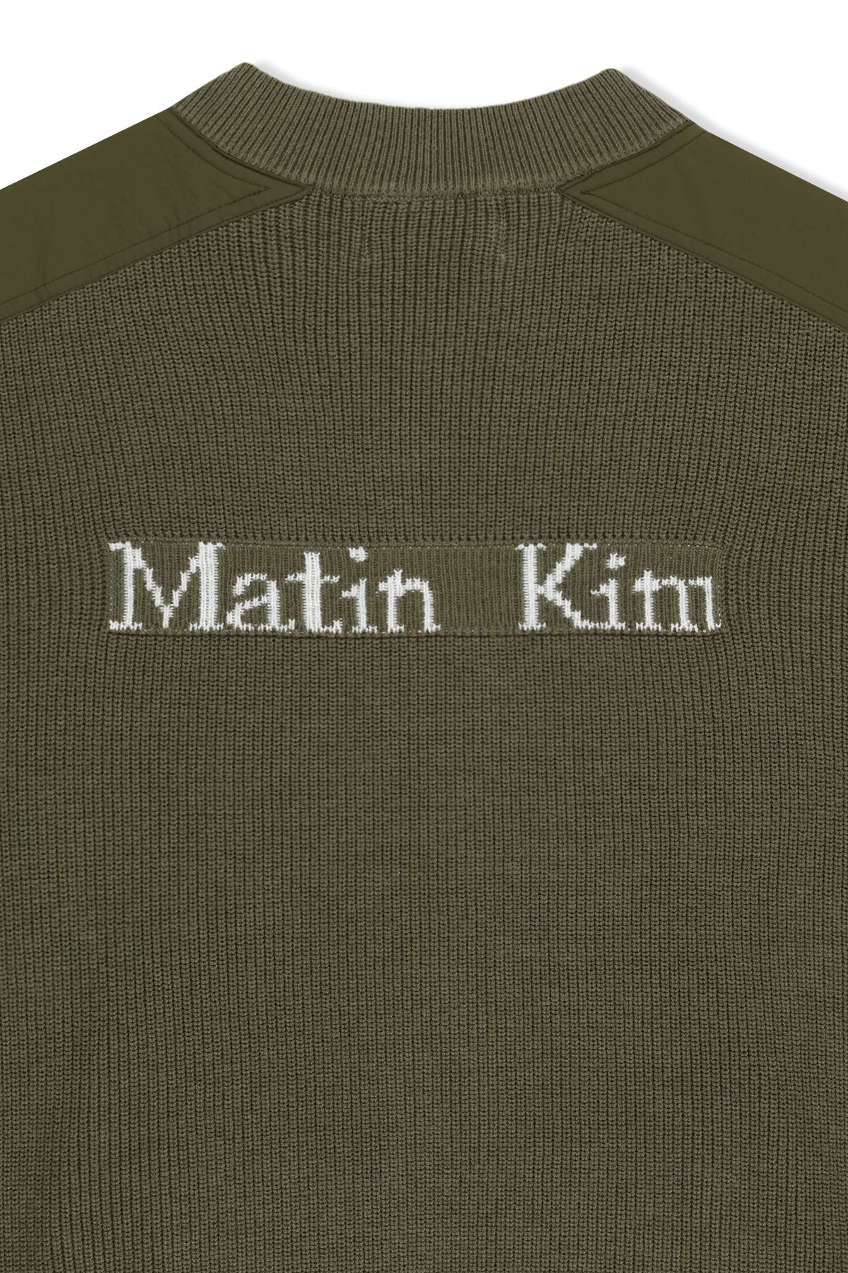Matin Kim - Patch Detail Knit Zip Up (Khaki) product image 5 | TRAB K-Fashion Australia