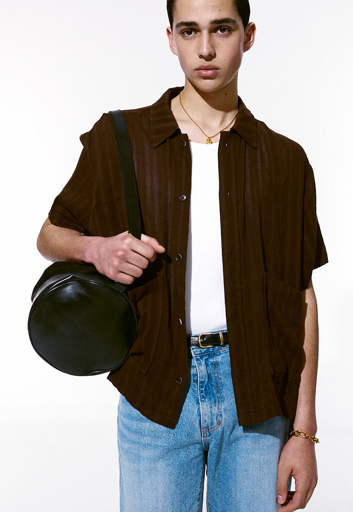 Tonywack - Cotton Linen Textured Stripe Shirt (Brown) product image 5 | TRAB K-Fashion Australia