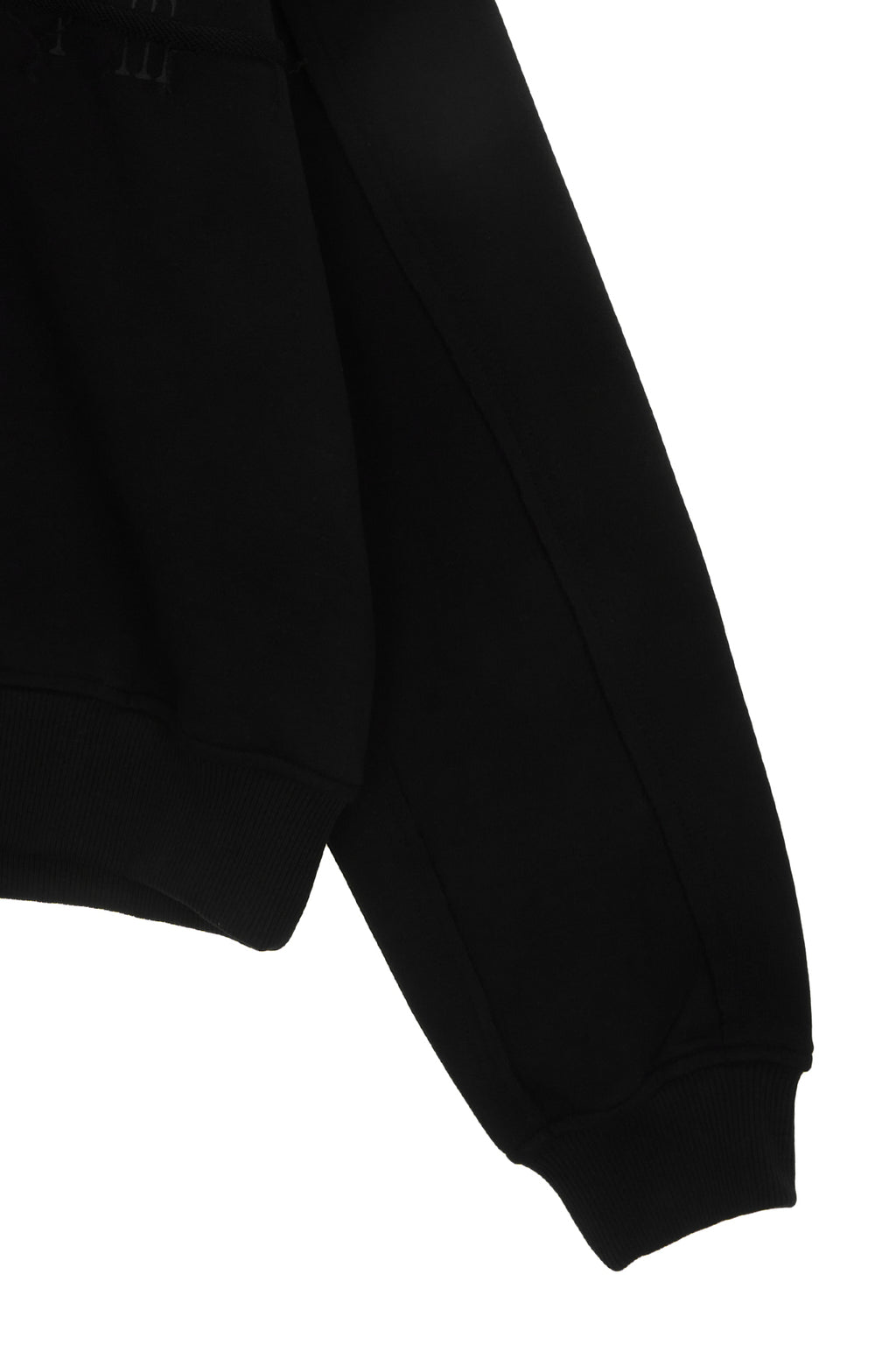 Matin Kim - Cutted Logo Half Zip Sweatshirt (Black) product image 4 | TRAB K-Fashion Australia