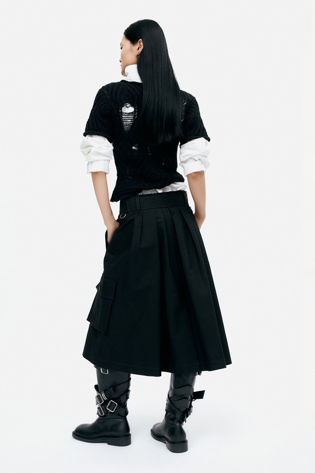 Andersson Bell - Whitney Trench Pleats Skirt (Black) product image 2 | TRAB K-Fashion Australia