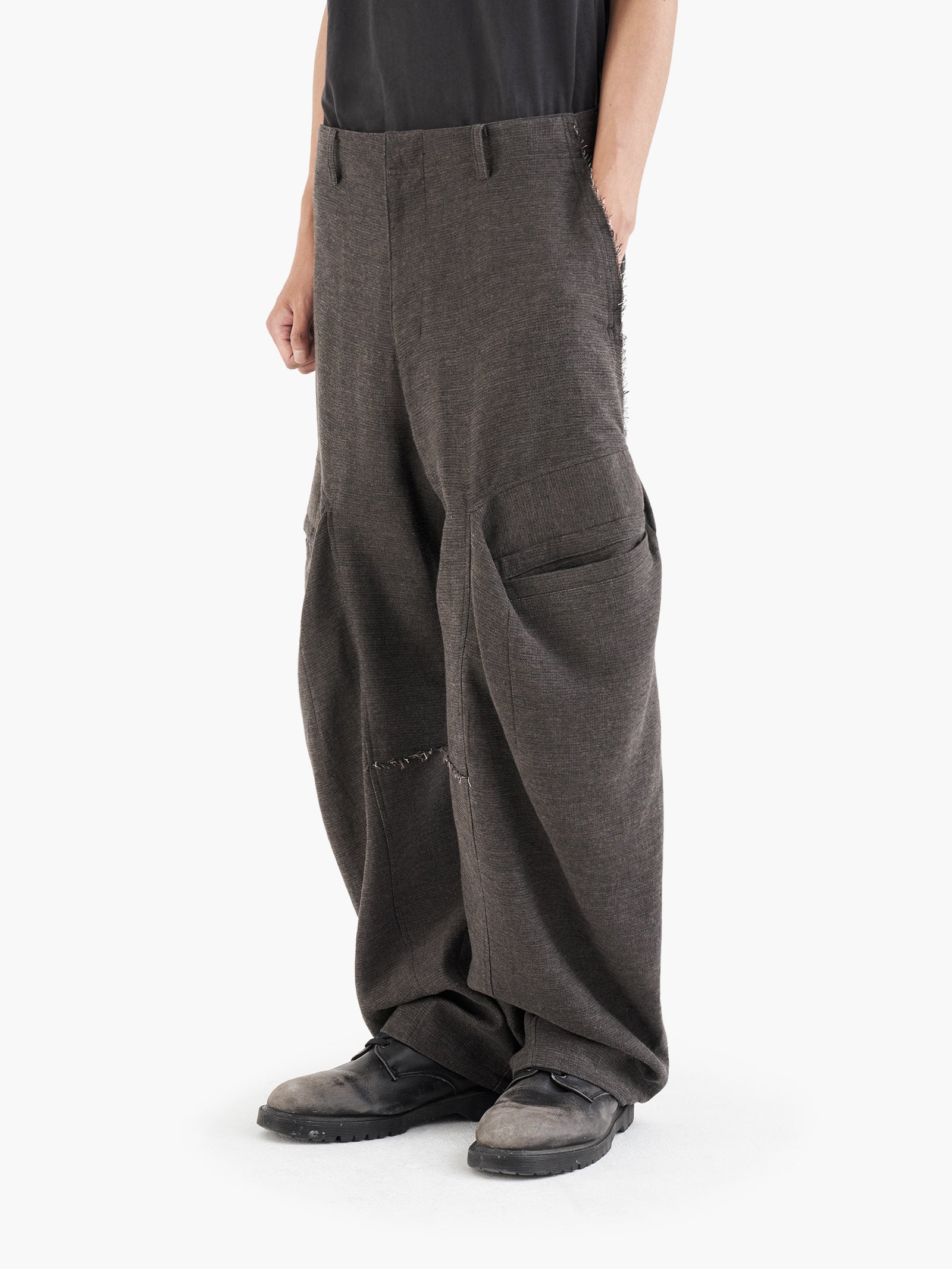 Jiyong Kim - Raw Edged 3D Pocket Trousers (Brown) product image 5 | TRAB K-Fashion Australia
