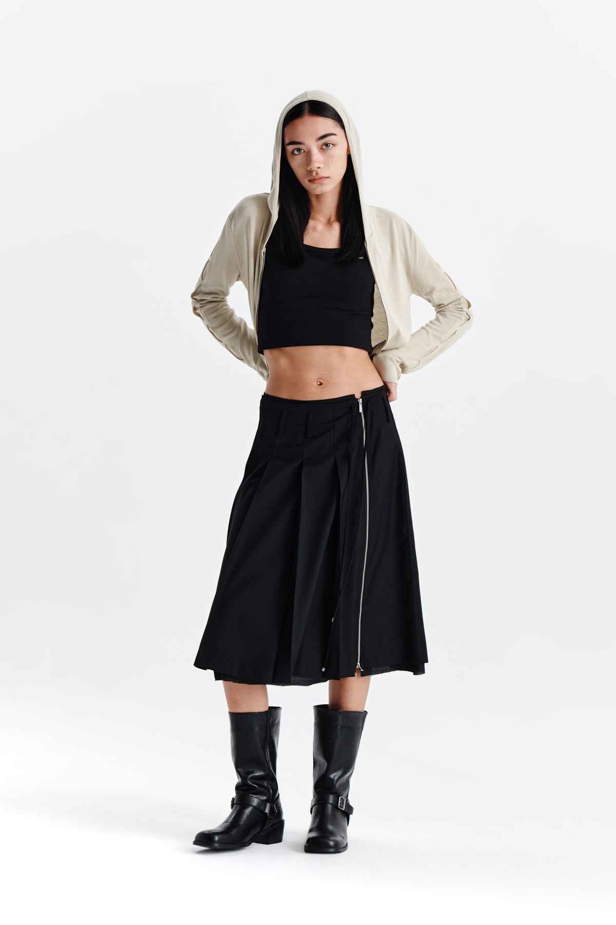 Matin Kim - String Point Layered Pleats Skirt (Black) product image 9 | TRAB K-Fashion Australia
