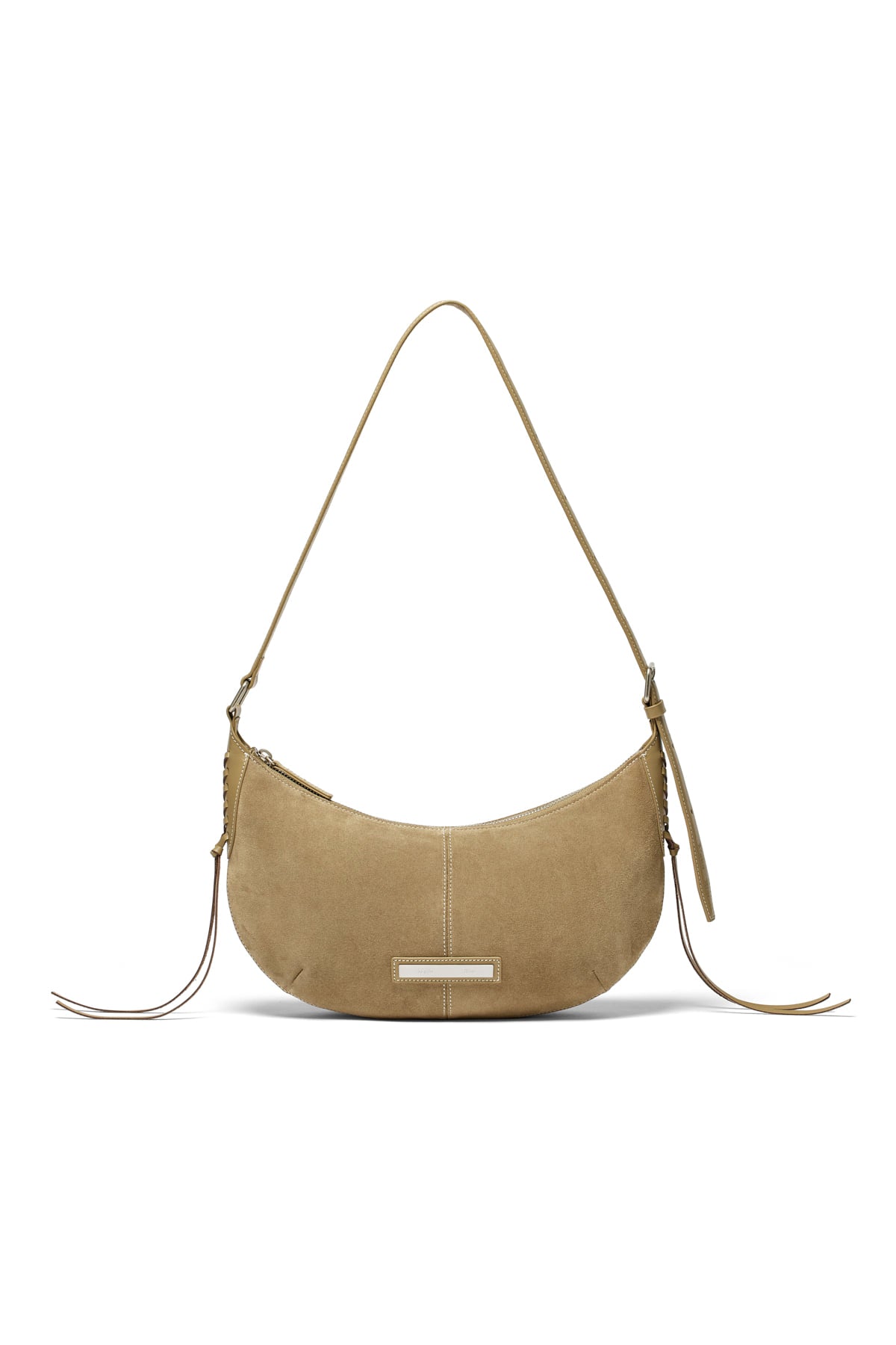 Matin Kim - Half Moon Suede Leather Hobo Bag (Khaki) product image 1 | TRAB K-Fashion Australia