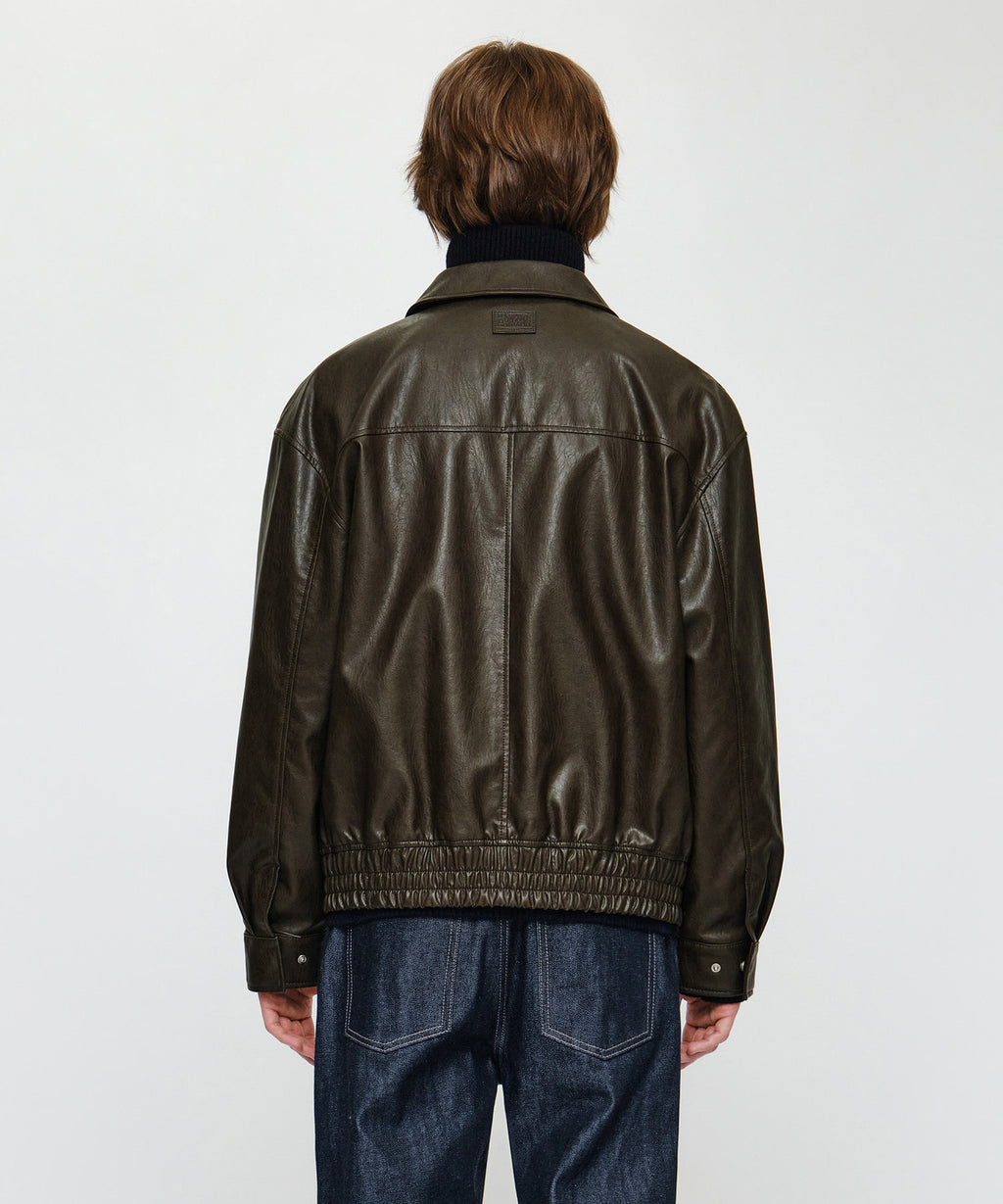 Marithe & Francois Girbaud - Faux Leather Collar Jacket (Brown) product image 3 | TRAB K-Fashion Australia