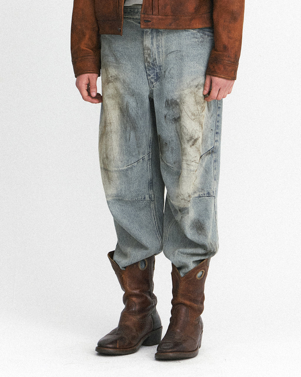 Eastlogue - Curve Knee Belted Pants (Dust Indigo) product image 3 | TRAB K-Fashion Australia