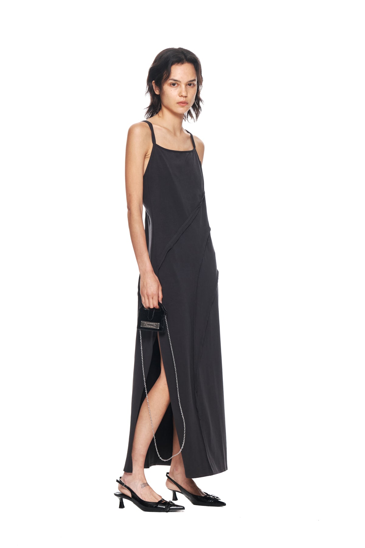 Matin Kim - Cut Out Layered Maxi Dress (Charcoal) product image 8 | TRAB K-Fashion Australia