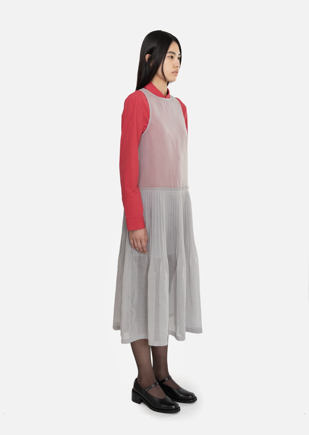 Amomento - Pleated Sleeveless Dress (Grey) product image 3 | TRAB K-Fashion Australia